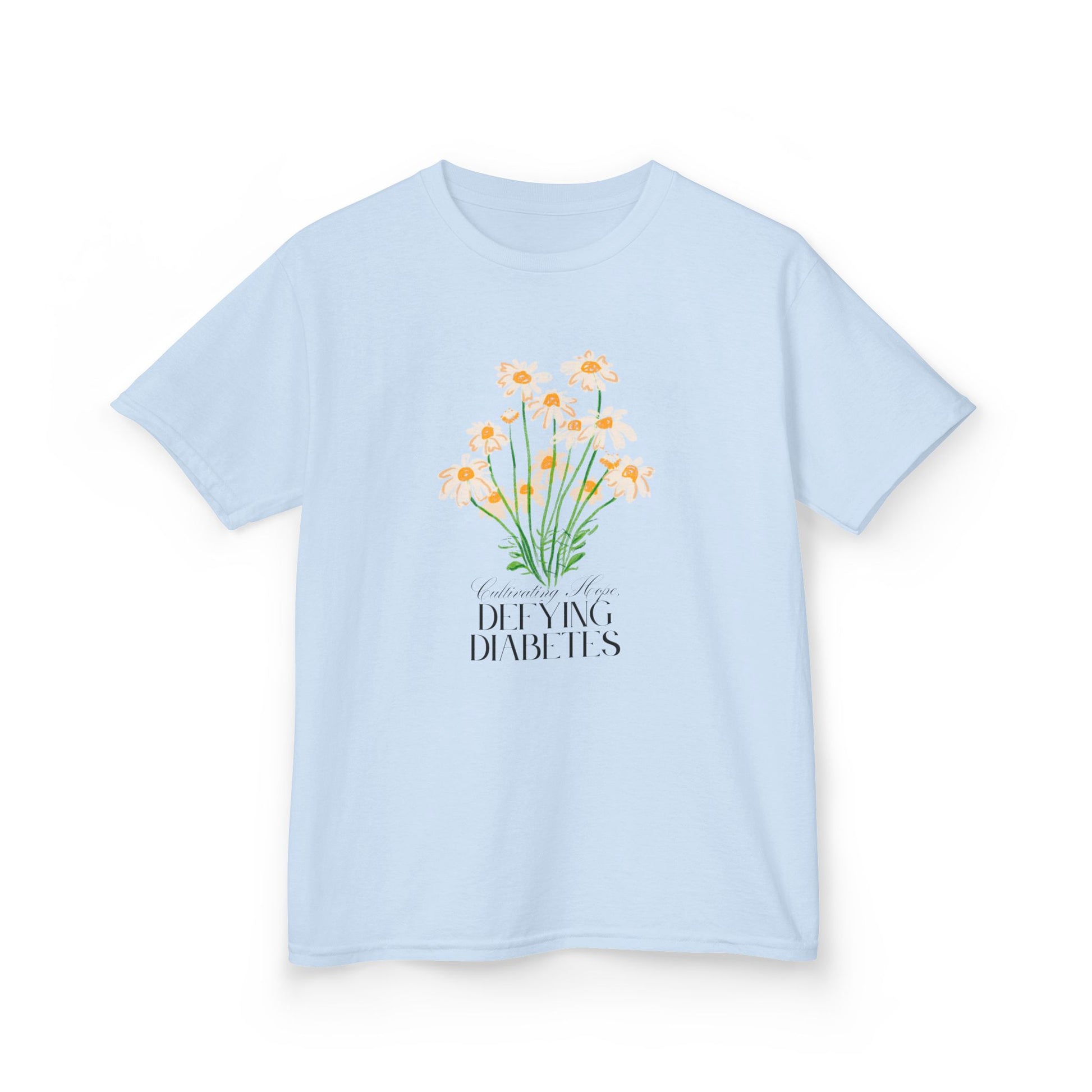The Diabuddies Store Cultivating Hope, Defying Diabetes - Kids Tee Cultivating Hope, Defying Diabetes - Kids Tee: Wear your message of strength! This tee is a powerful statement of resilience and optimism for kids. T-Shirts $19.22