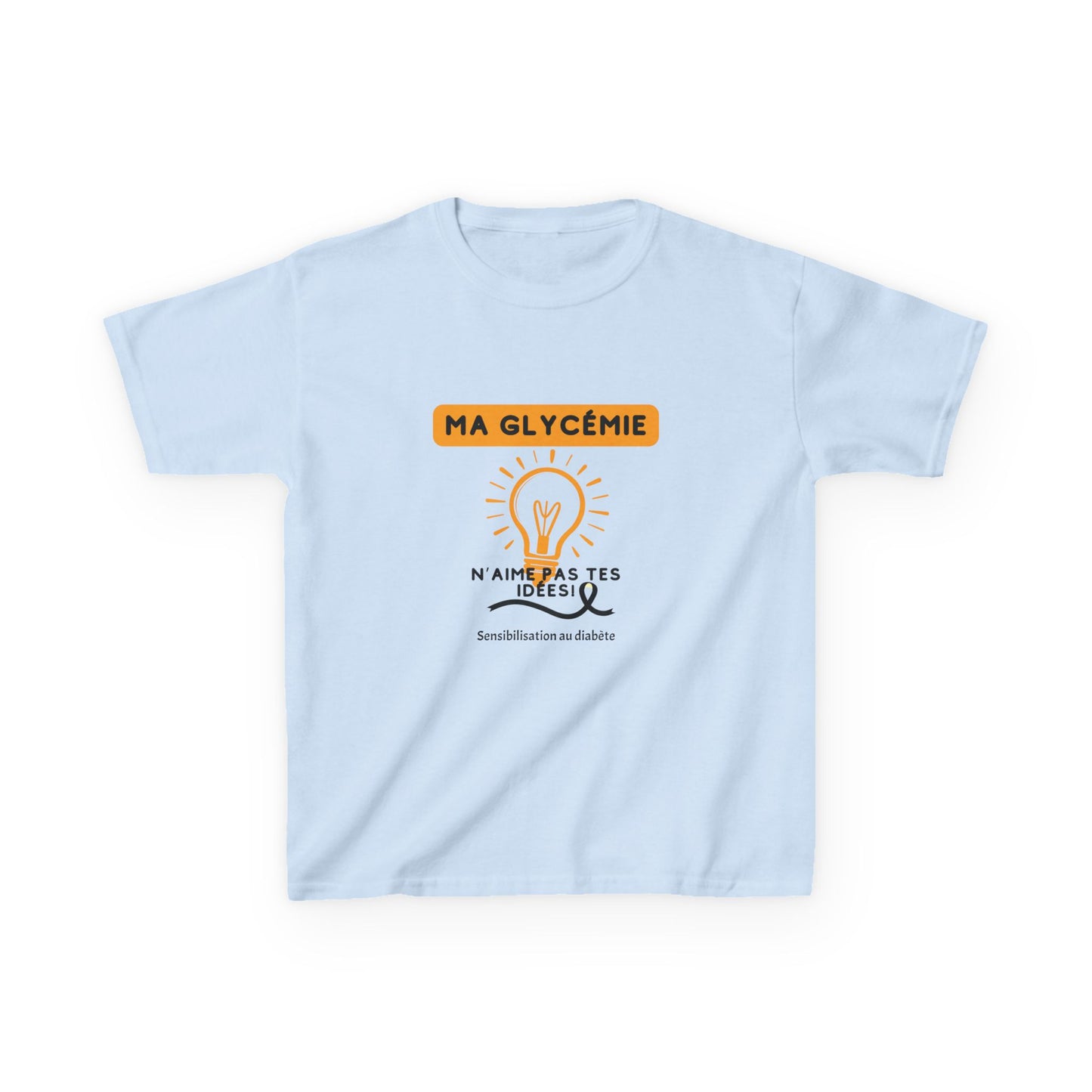 The Diabuddies Store My Blood Sugar Doesn't Agree (French) - Kids Tee My Blood Sugar Doesn't Agree (French) - Kids Tee: A humorous tee for the little warrior in your life. This "Ma glycémie n'aime pas tes idées" Kids' French Tee is a fun and relatable way