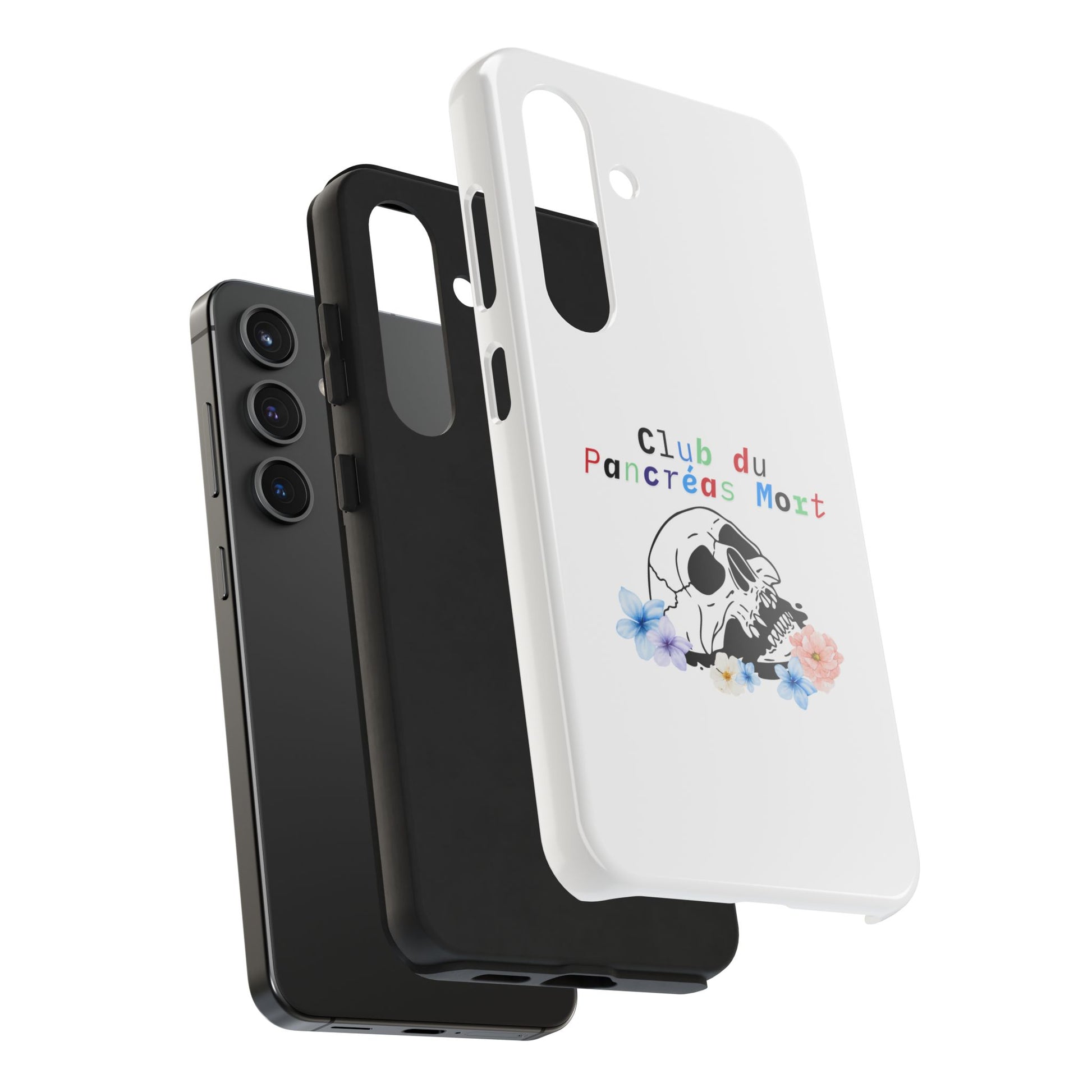 Skull & Flowers, Dead Pancreas Club (French) - Phone Cases The Diabuddies Store Mobile Phone Cases $18.23