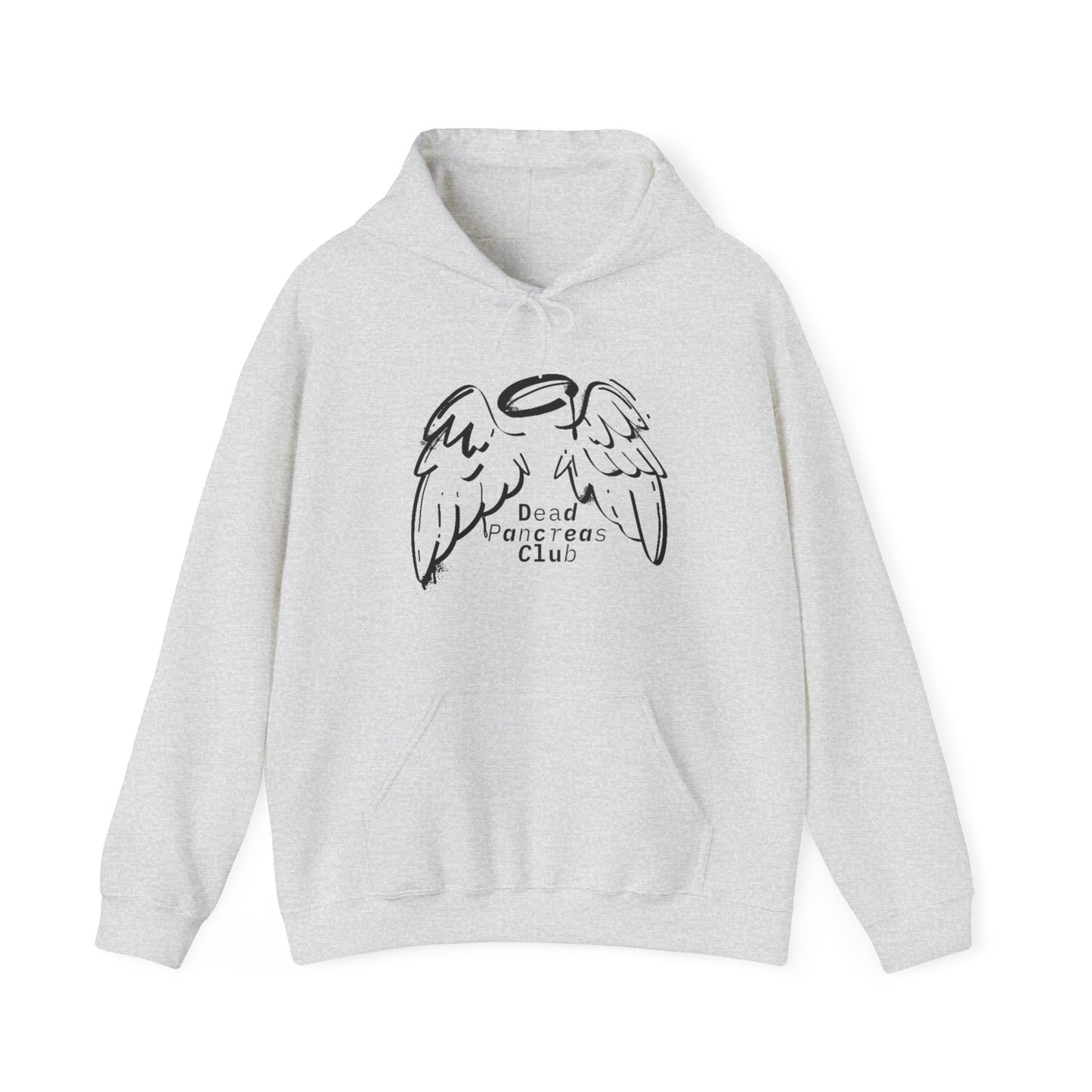 The Diabuddies Store Dead Pancreas Club (Angel Wings) - Unisex Hoodie Dead Pancreas Club (Angel Wings) - Unisex Hoodie: Join the club and wrap yourself in cozy defiance! This warm and uniquely designed hoodie offers a raw, honest, and darkly humorous take