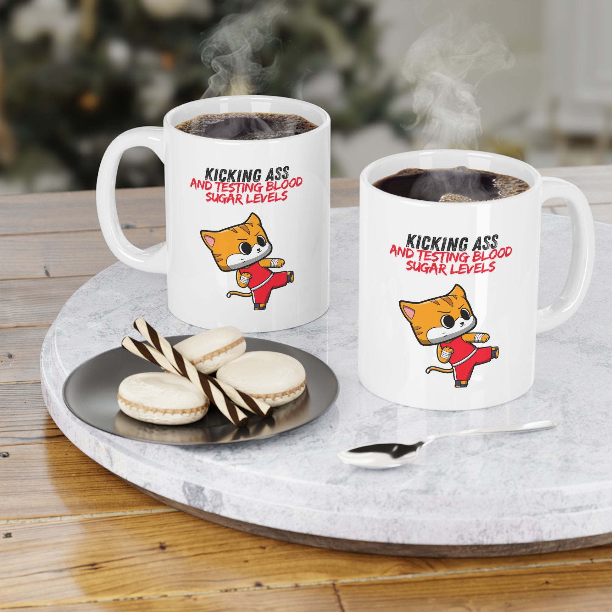 The Diabuddies Store Kicking Ass and Testing Blood Sugar Levels - Mug 11oz Kicking Ass and Testing Blood Sugar Levels - 11oz Mug: Fuel your day with our "Kicking Ass and Testing Blood Sugar Levels" 11oz ceramic mug! It's the perfect way to celebrate the d