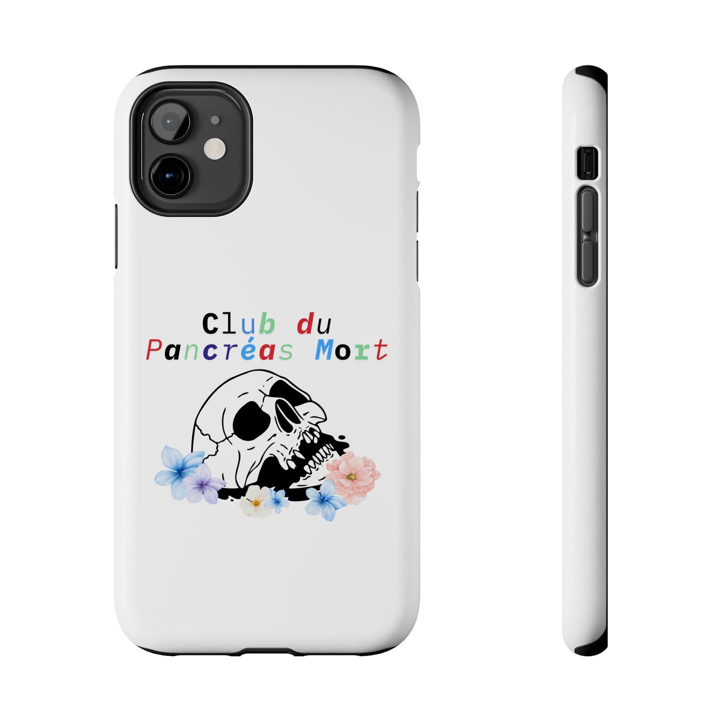 Skull & Flowers, Dead Pancreas Club (French) - Phone Cases The Diabuddies Store Mobile Phone Cases $18.23