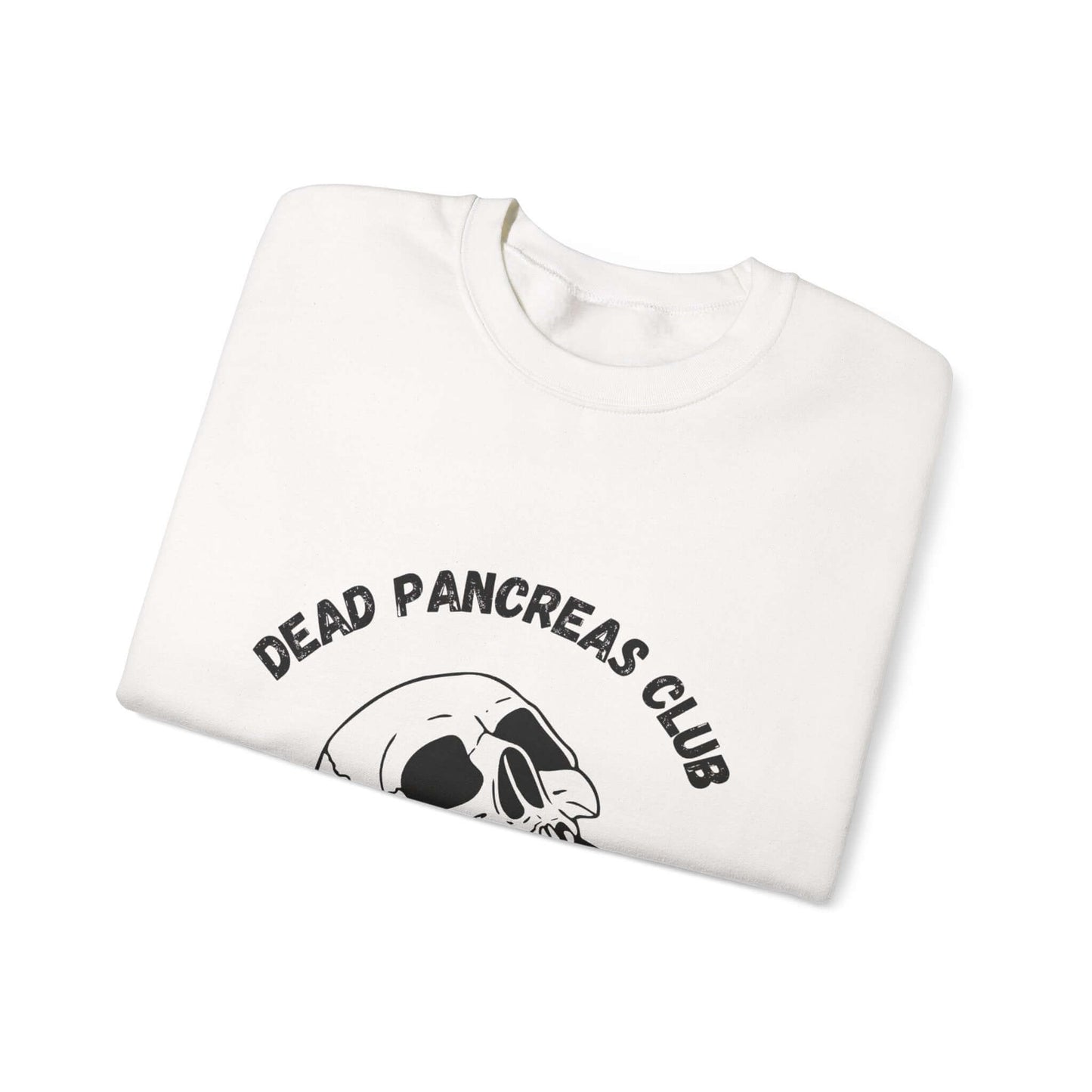 The Diabuddies Store Skull & Blue Ribbon, Dead Pancreas Club - Sweatshirt Skull & Blue Ribbon, Dead Pancreas Club - Sweatshirt: EMake a powerful statement with our Skull & Blue Ribbon, Dead Pancreas Club Unisex Sweatshirt. This bold design merges an edgy
