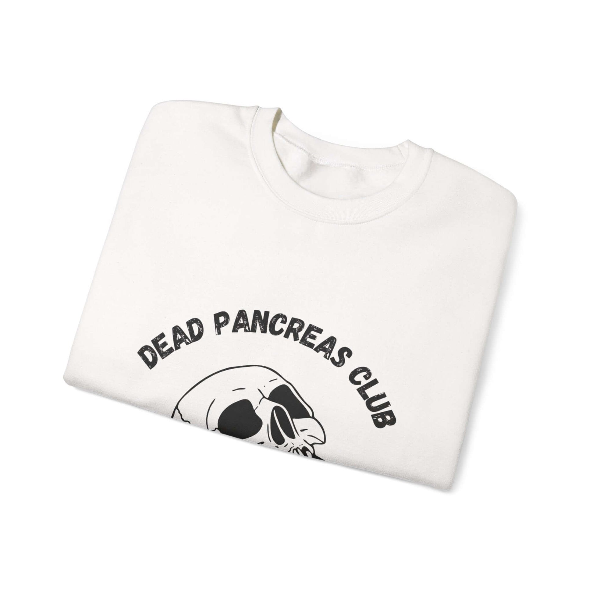 The Diabuddies Store Skull & Blue Ribbon, Dead Pancreas Club - Sweatshirt Skull & Blue Ribbon, Dead Pancreas Club - Sweatshirt: EMake a powerful statement with our Skull & Blue Ribbon, Dead Pancreas Club Unisex Sweatshirt. This bold design merges an edgy