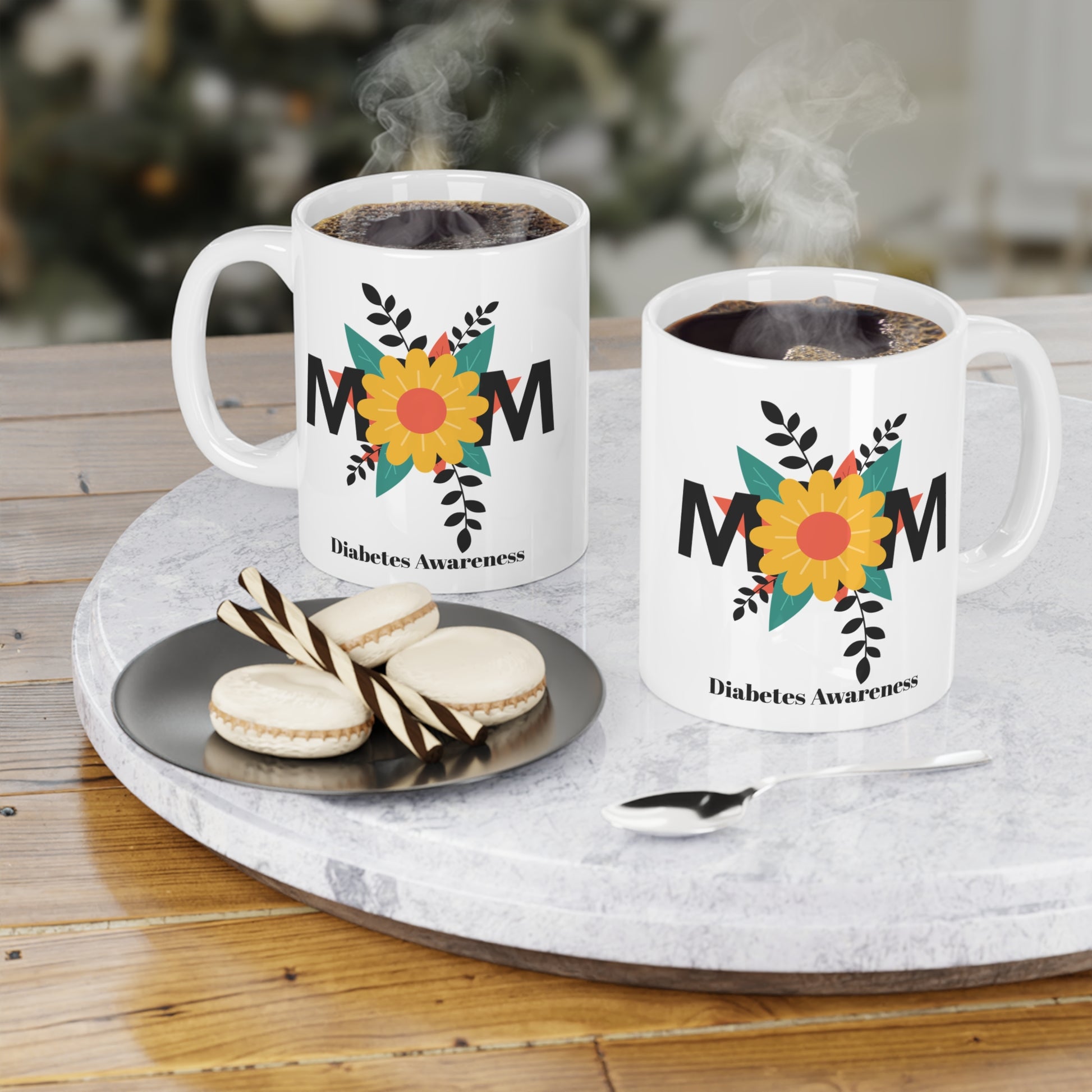 The Diabuddies Store Mom (with Flowers) - Mug 11oz Mom (with Flowers) - Mug 11oz: Celebrate Mom with this charming 11oz floral mug! It's a perfect blend of sweetness and strength, just like her. A wonderful gift for any occasion, ideal for enjoying her fa