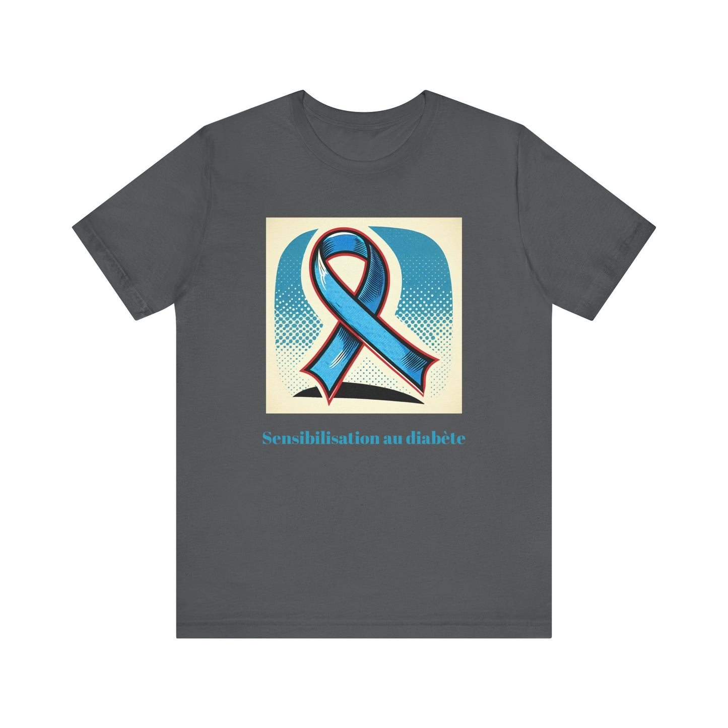 Diabetes Awareness, Blue Ribbon (French) - Unisex Tee The Diabuddies Store T-Shirts $22.50