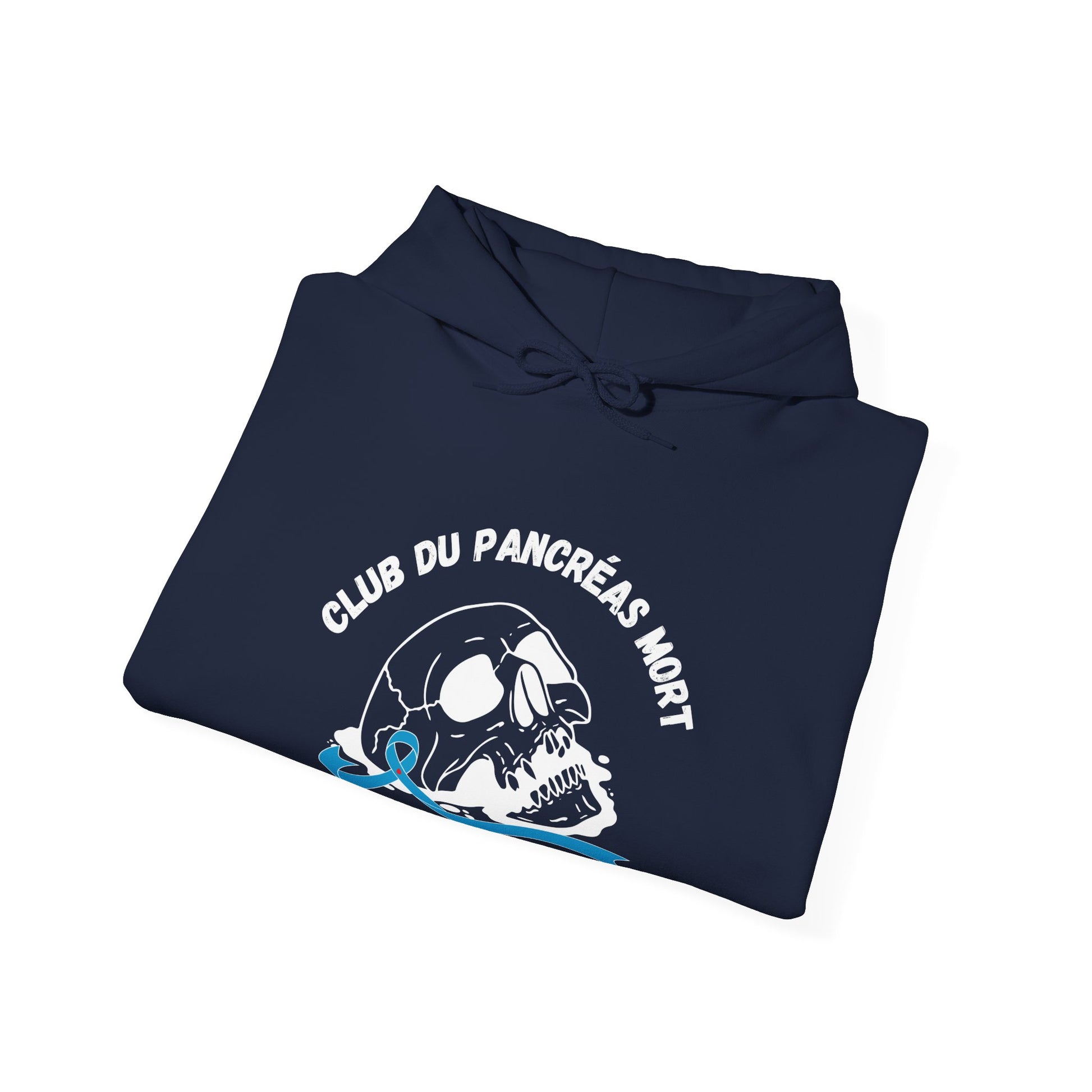 Skull & Blue Ribbon Dead Pancreas Club (French) Hoodie The Diabuddies Store Hoodies $32.41