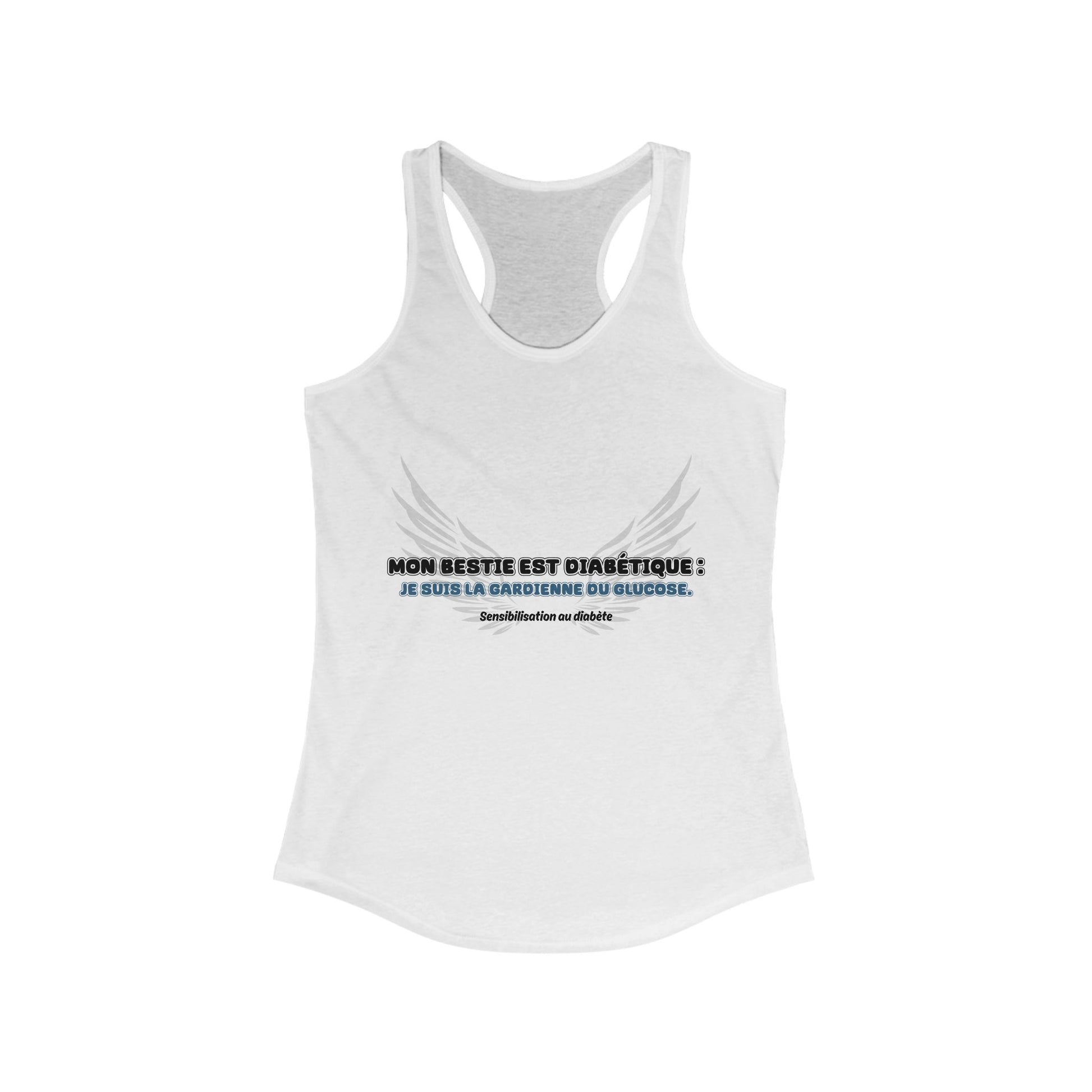 The Diabuddies Store My Bestie is Diabetic (French / Mon Bestie, Guardienne) Racerback Tank My Bestie is Diabetic (French / Mon Bestie, Guardienne) Racerback Tank: Celebrate your vital role! A proud declaration of your commitment and unique connection. Ta