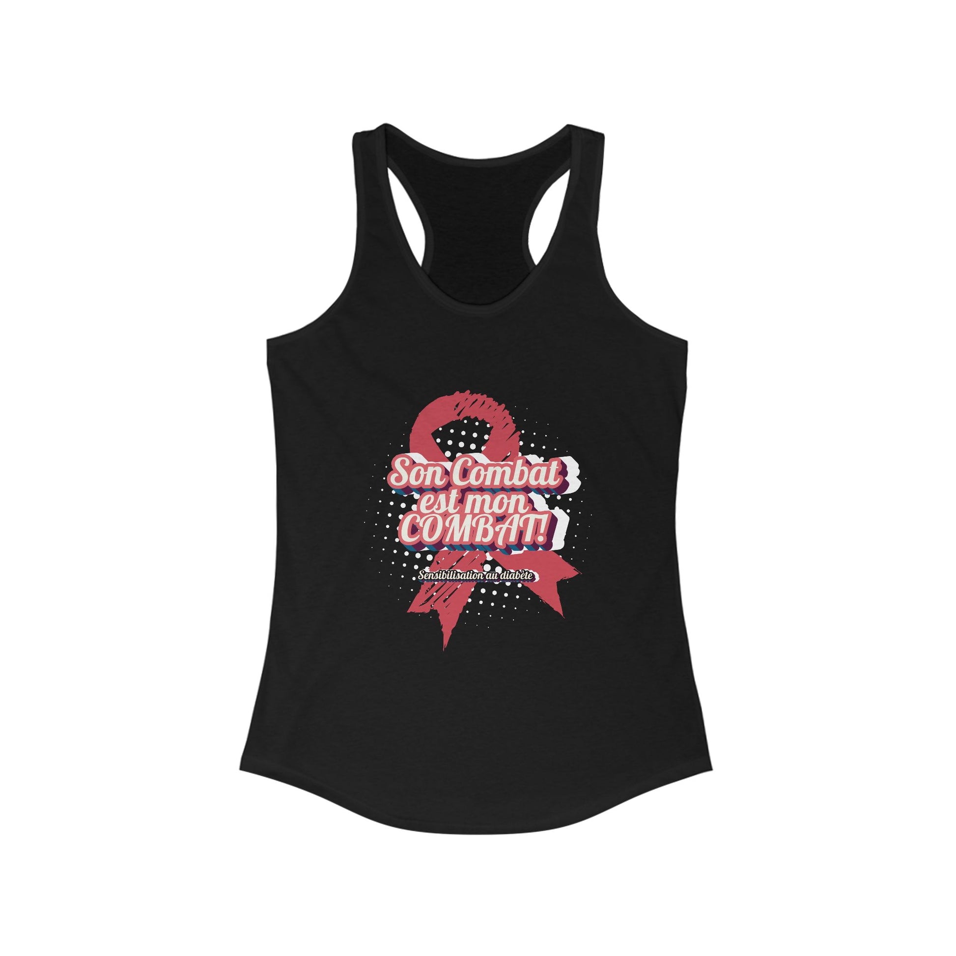 Her fight is my Fight! (French in Pink) Racerback Tank The Diabuddies Store Tank Tops $19.96