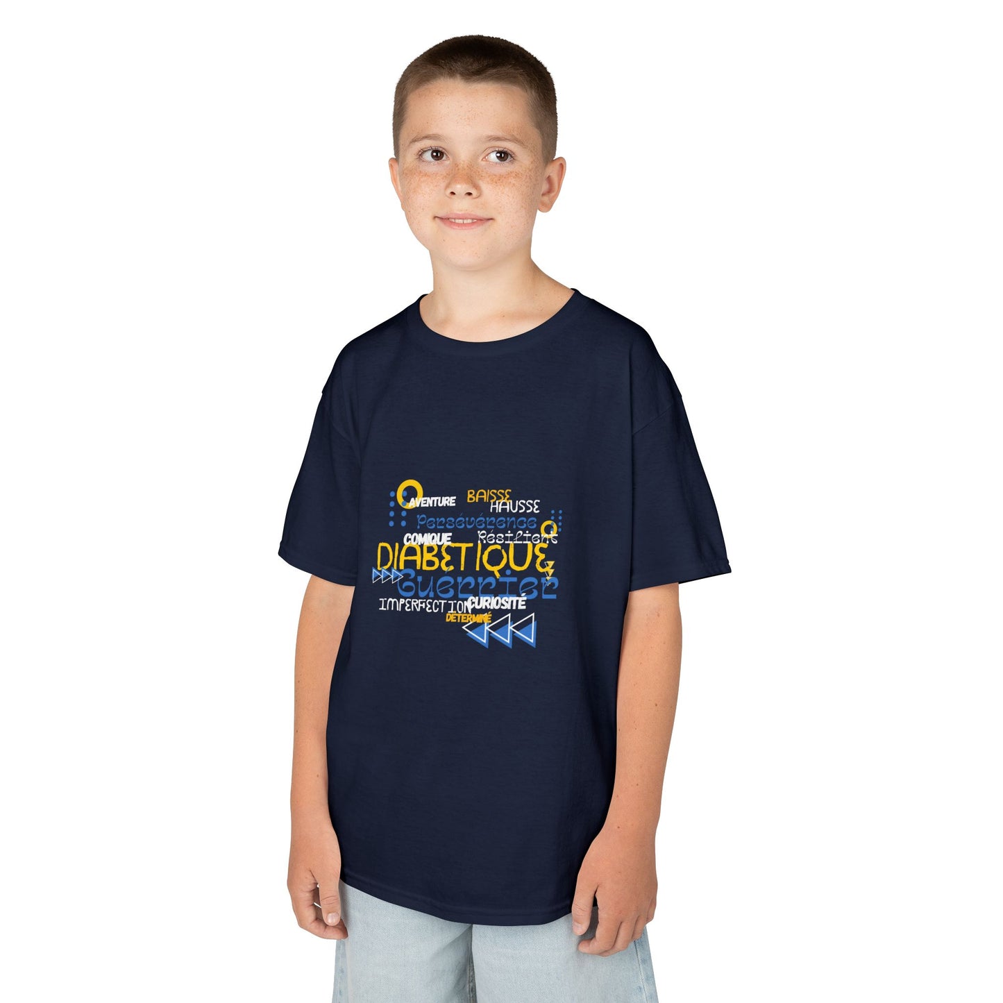 The Diabuddies Store Uplifted & Unleashed (French) - Kids Tee Uplifted & Unleashed (French) - Kids Tee: Embrace your strength, defy the odds. The "Uplifted & Unleashed" Kids Tee is more than just a Tee; it's a vibrant testament to the diabetic warrior wit