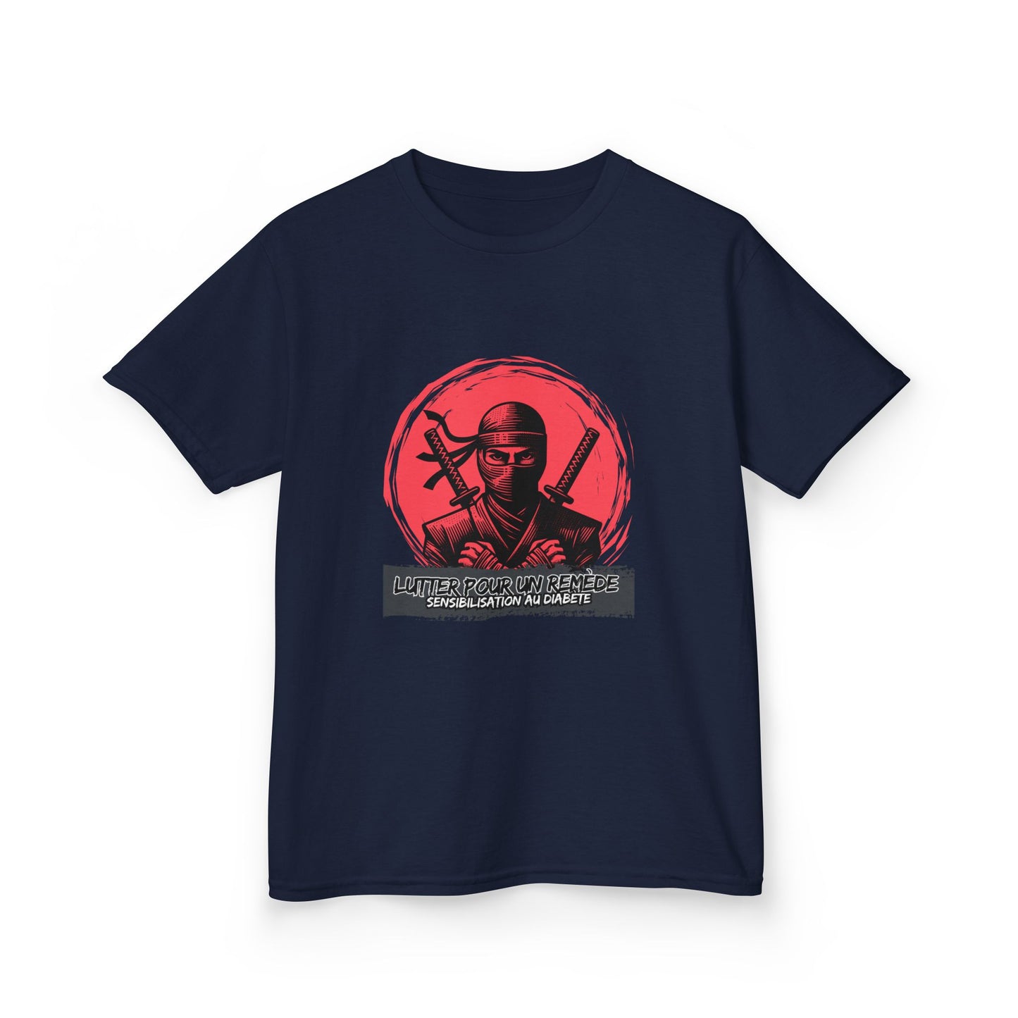 The Diabuddies Store Fighting for a Cure w/Ninja (French) - Kids Tee Fighting for a Cure w/Ninja (French) - Kids Tee: This soft and comfortable tee is a perfect way for your child to show their support in a fun and empowering way. It features an awesome n