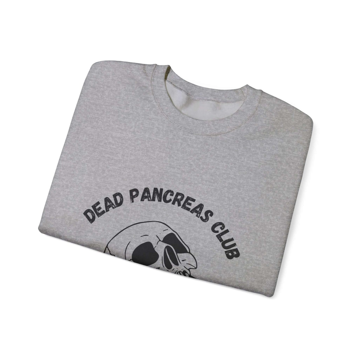 The Diabuddies Store Skull & Blue Ribbon, Dead Pancreas Club - Sweatshirt Skull & Blue Ribbon, Dead Pancreas Club - Sweatshirt: EMake a powerful statement with our Skull & Blue Ribbon, Dead Pancreas Club Unisex Sweatshirt. This bold design merges an edgy