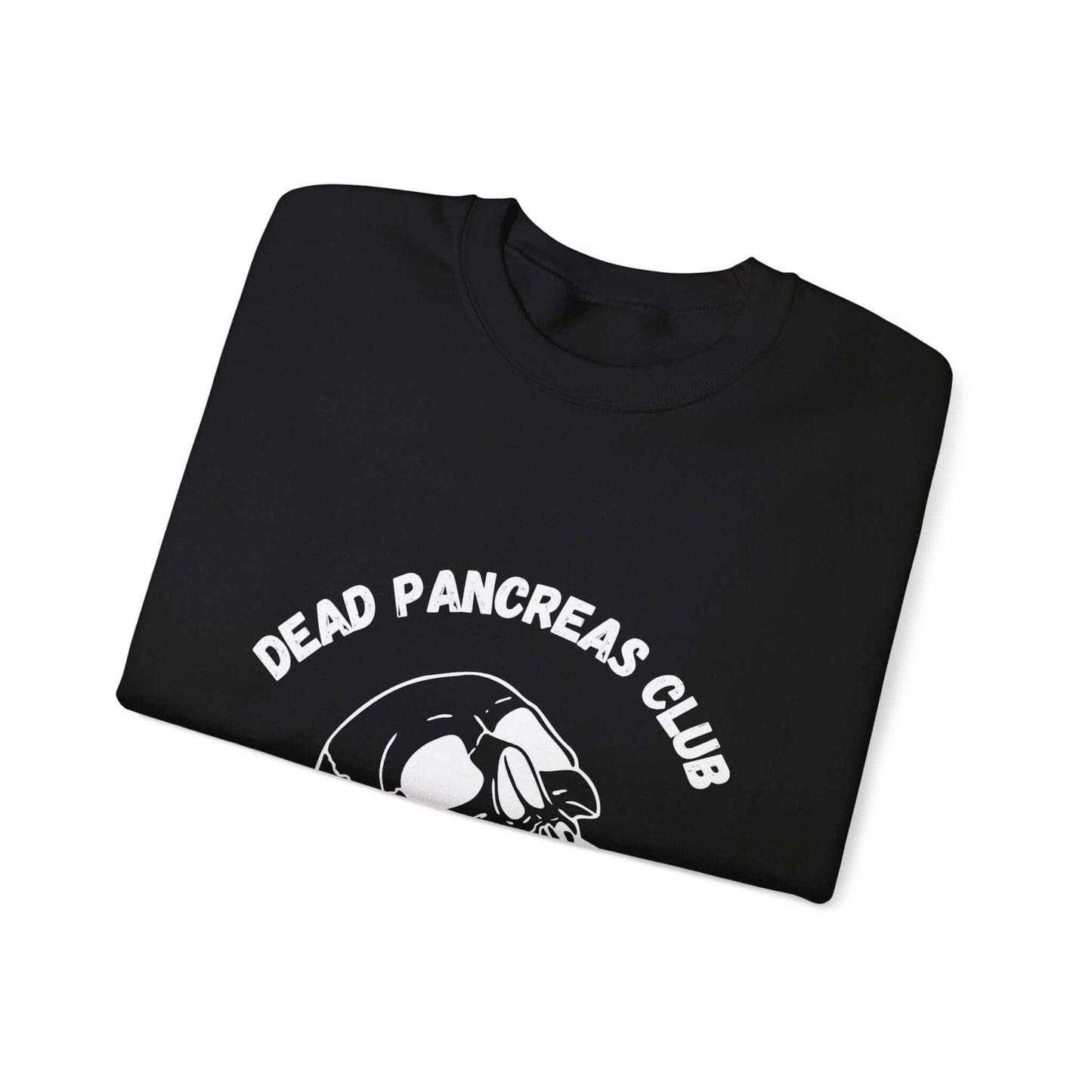 The Diabuddies Store Skull & Blue Ribbon, Dead Pancreas Club - Sweatshirt Skull & Blue Ribbon, Dead Pancreas Club - Sweatshirt: EMake a powerful statement with our Skull & Blue Ribbon, Dead Pancreas Club Unisex Sweatshirt. This bold design merges an edgy
