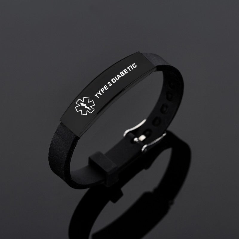 Black Stainless Steel Medical Alert ID Bracelet The Diabuddies Store Uncategorized $11.99