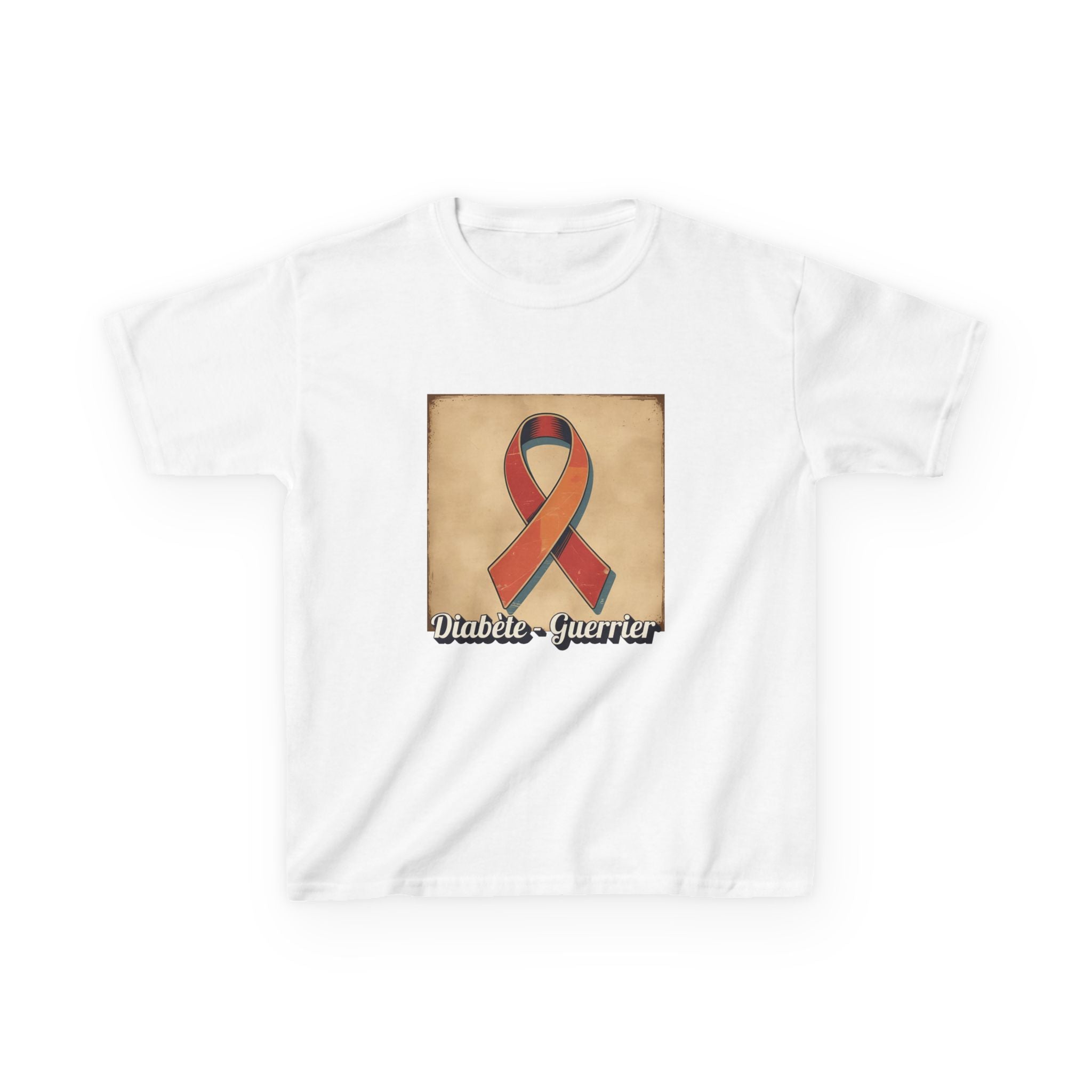 The Diabuddies Store Diabetes Warrior, Retro Look (French / Guerrier) - Kids Tee Diabetes Warrior, Retro Look (French / Guerrier) - Kids Tee: Let your young one show off their strength and style with our "Diabète Guerrier" Retro Look French Kids Tee! T-Sh