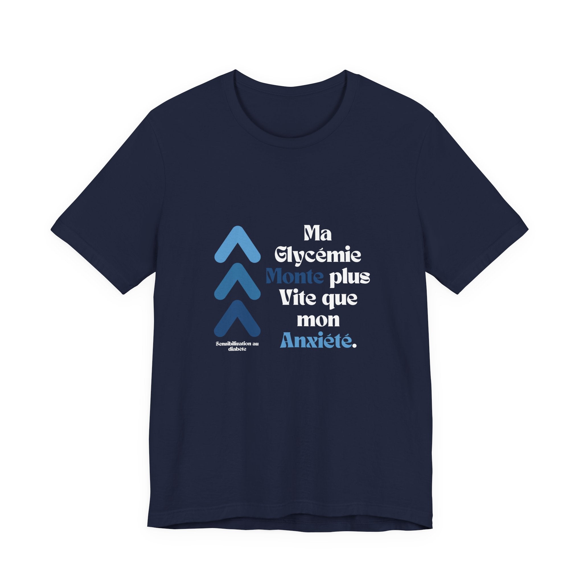 The Diabuddies Store Spiking Faster than my Anxiety (French/Blue) - Unisex Tee Spiking Faster than my Anxiety (French/Blue) - Unisex Tee: Get ready to make a statement without saying a word. Our blue "Spiking Faster Than My Anxiety" French Unisex Tee is f