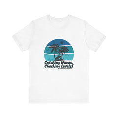 The Diabuddies Store Catching Waves, Checking Levels - Unisex Tee Catching Waves, Checking Levels - Unisex Tee: Hit the beach or the studio in comfort with our "Catching Waves, Checking Levels..." tee, designed for everyone, including those managing diabe