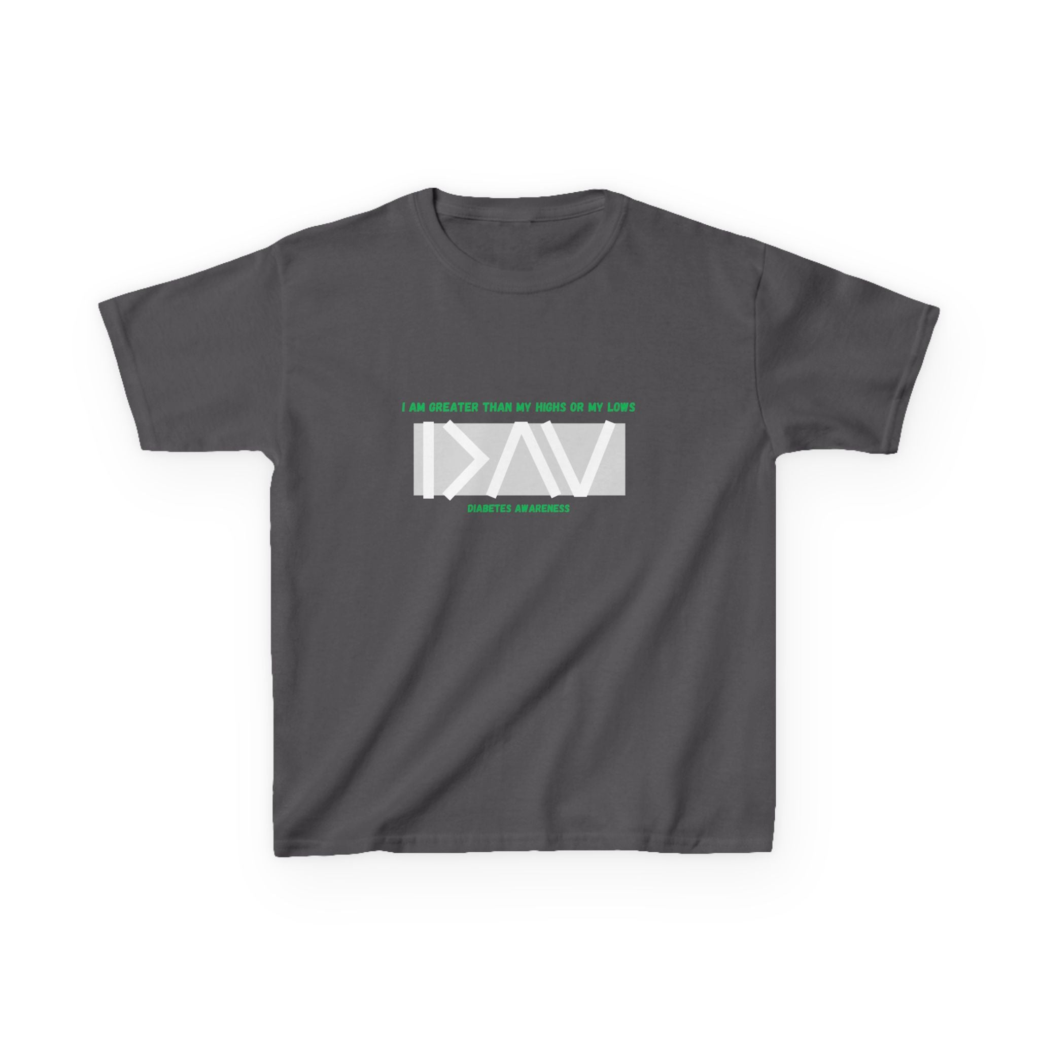 The Diabuddies Store I am greater than (Grey) - Kids Tee I am greater than (Grey) - Kids Tee: Celebrate resilience and strength with this Kids Tee! It's a powerful symbol for young individuals living with diabetes, reminding them that they are always "gre