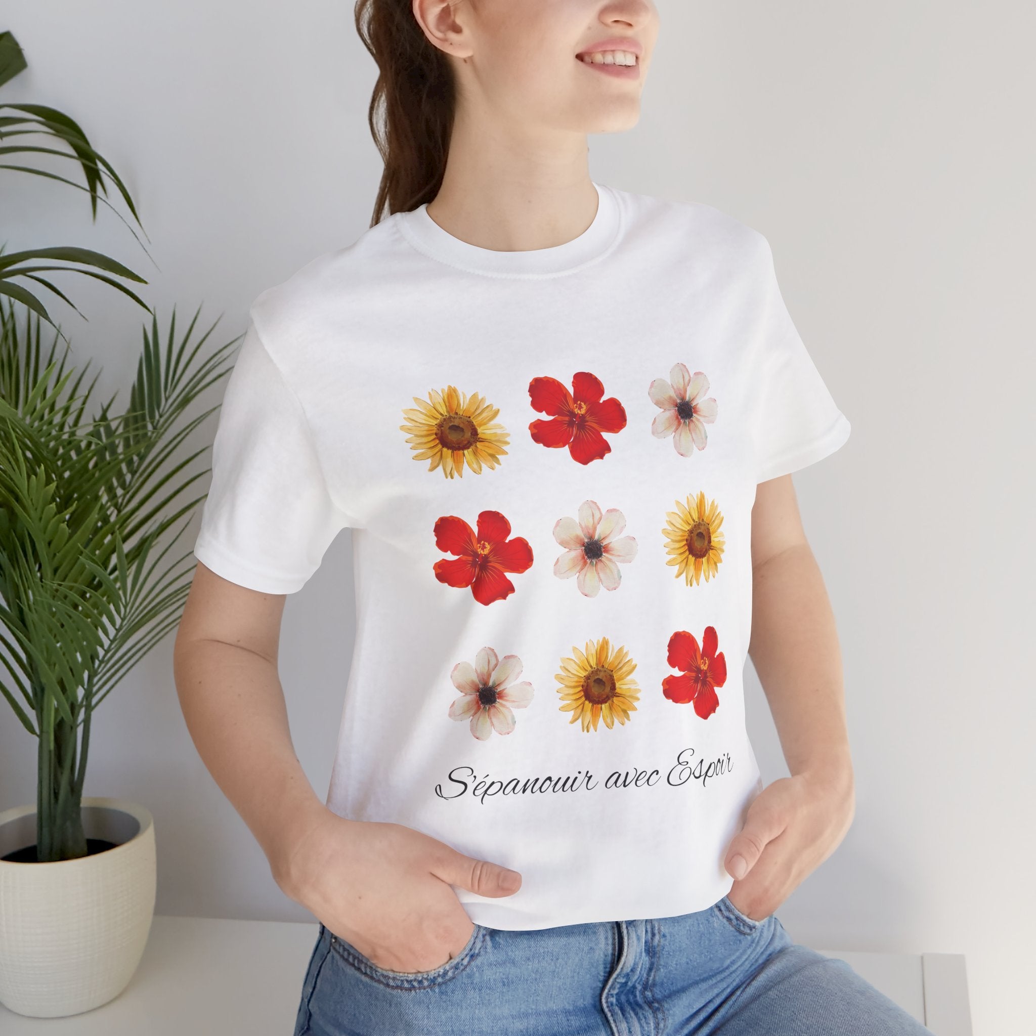 Blossoming with Hope (French) - Unisex Tee The Diabuddies Store T-Shirts $26.38