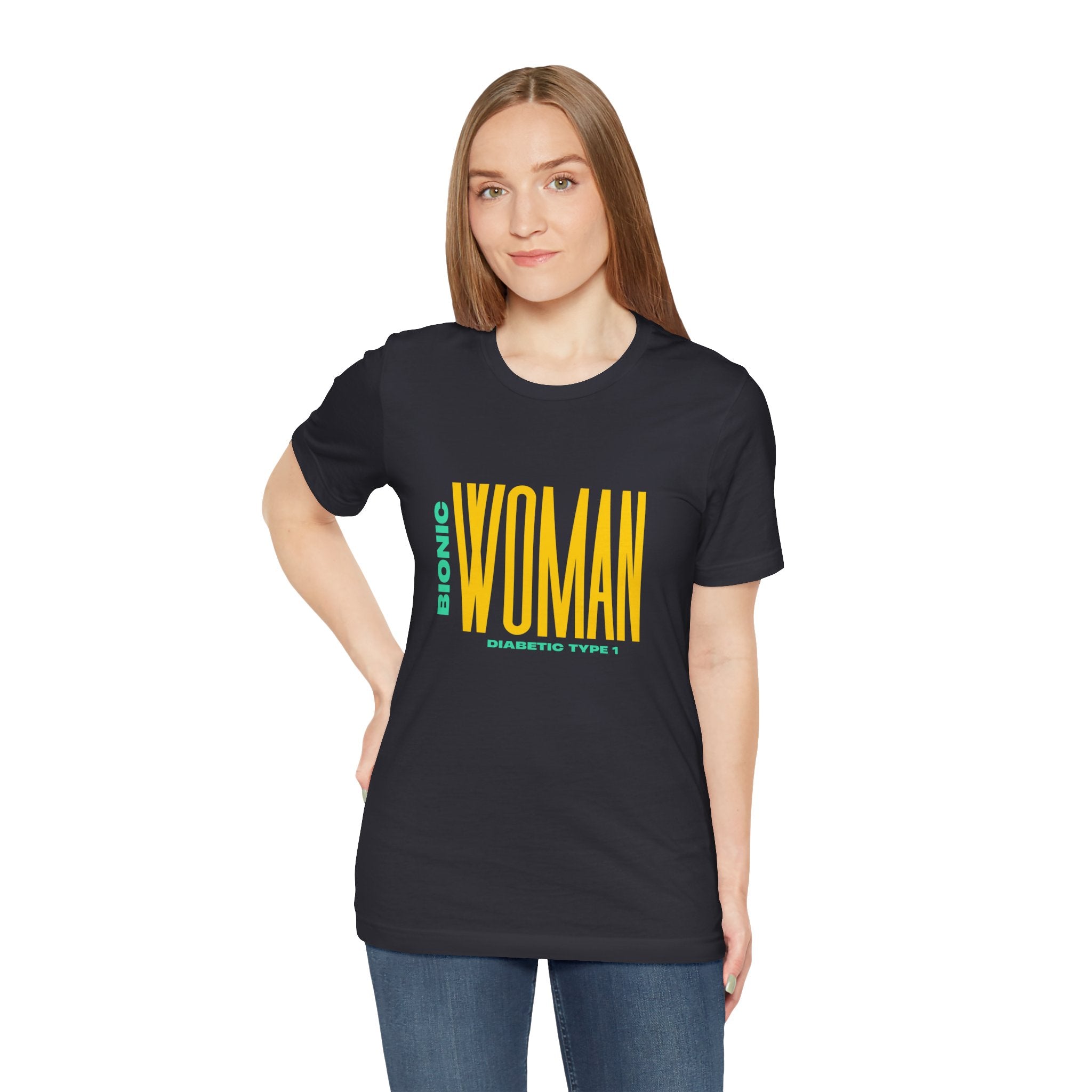 The Diabuddies Store Bionic Woman (Diabetes) - Unisex Tee Bionic Woman (Diabetes) - Unisex Tee: Unleash your inner Bionic strength! This Unisex Tee is a powerful statement of resilience, strength, and modern-day heroism for anyone living with Type 1 Diabe
