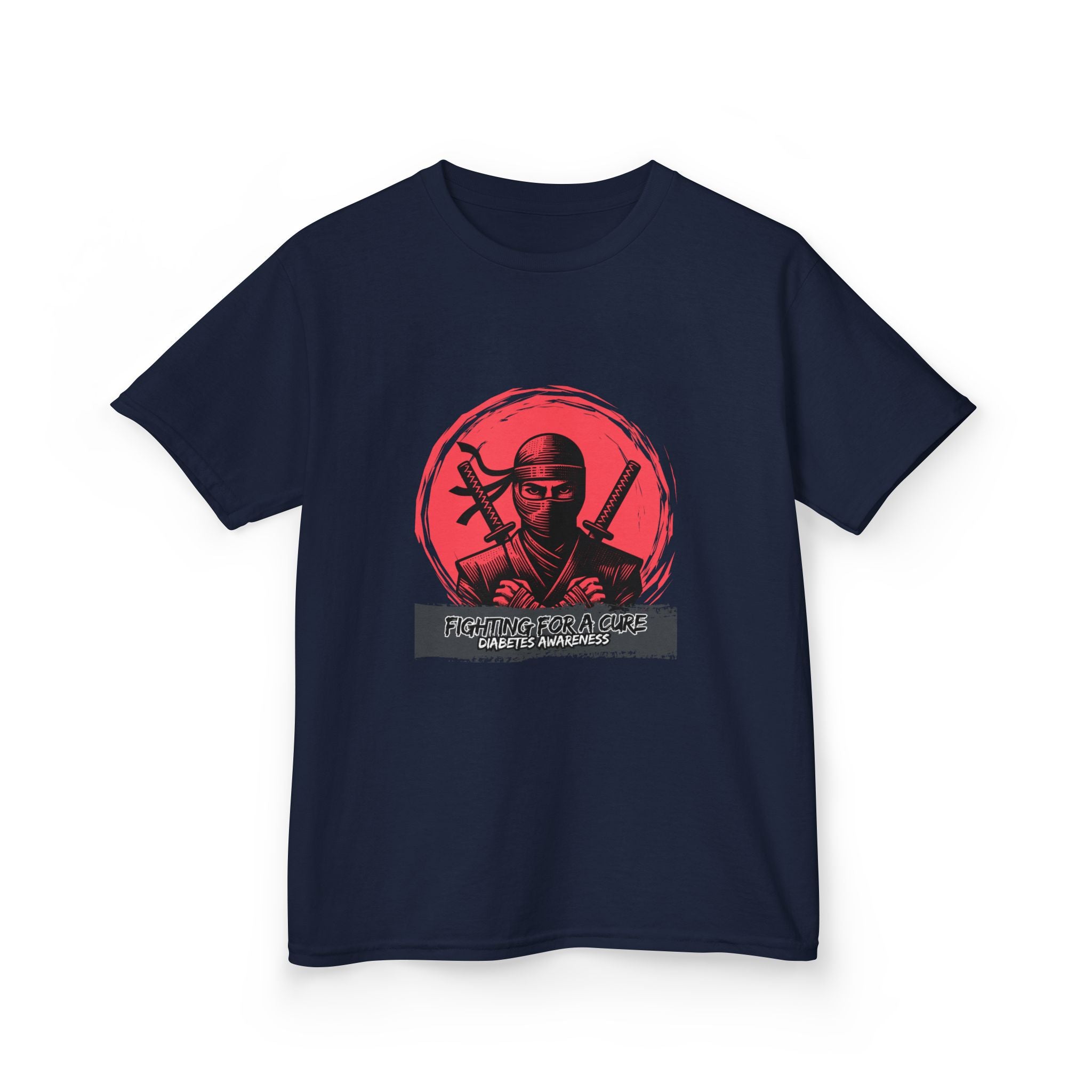 The Diabuddies Store Fighting for a Cure w/Ninja - Kids Tee Fighting for a Cure w/Ninja - Kids Tee: A soft, comfortable tee with a cool ninja ready for battle. A fun and empowering way for your child to show support! T-Shirts Kids clothes Birthday Gift Ki