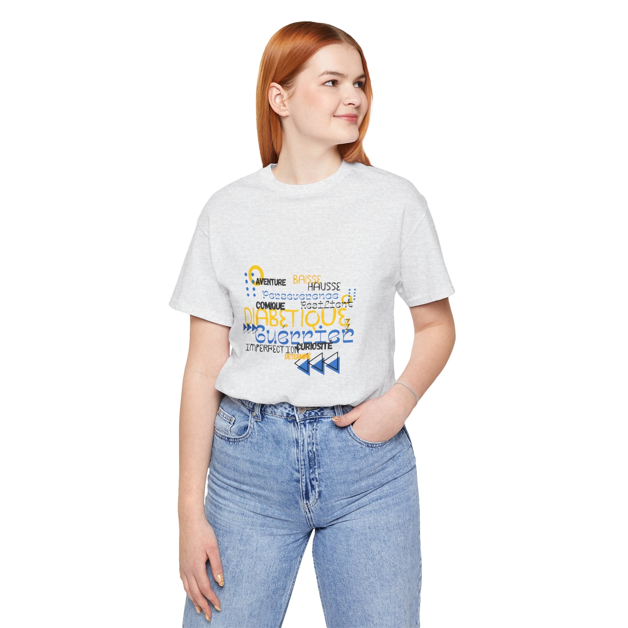 The Diabuddies Store Uplifted & Unleashed (French) - Unisex Tee Uplifted & Unleashed (French) - Unisex Tee: Embrace your strength, defy the odds. This tee is more than just a shirt; it's a vibrant testament to the diabetic warrior within. T-Shirts $22.50