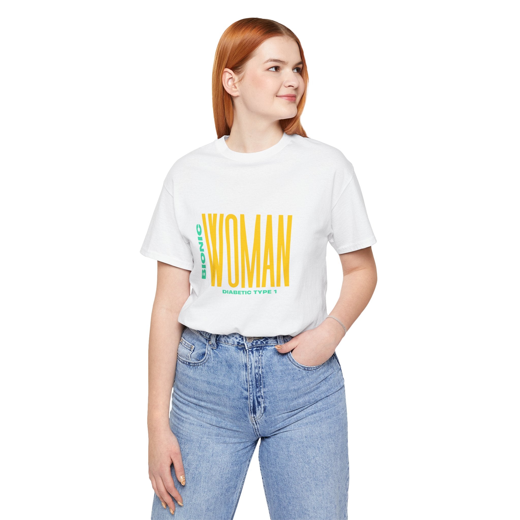The Diabuddies Store Bionic Woman (Diabetes) - Unisex Tee Bionic Woman (Diabetes) - Unisex Tee: Unleash your inner Bionic strength! This Unisex Tee is a powerful statement of resilience, strength, and modern-day heroism for anyone living with Type 1 Diabe