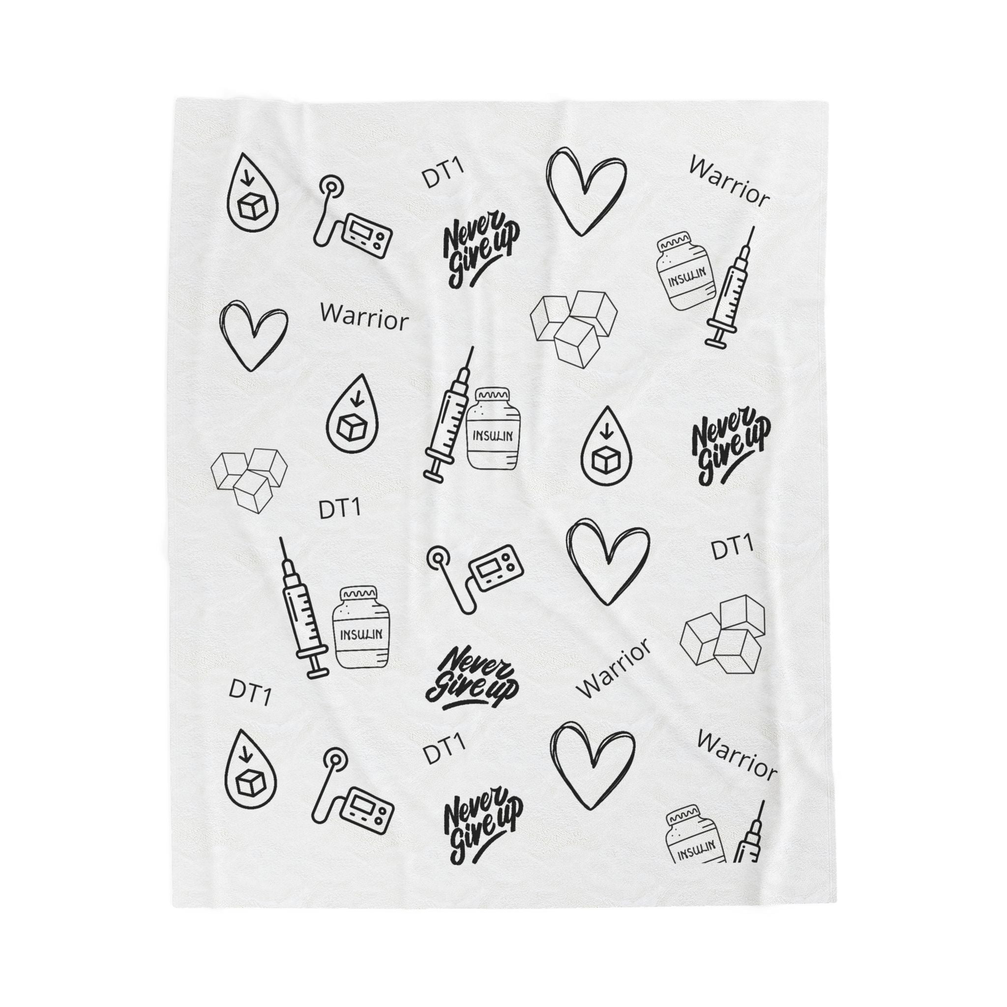 Inspirational Warrior - Velveteen Plush Blanket The Diabuddies Store Blankets $32.52