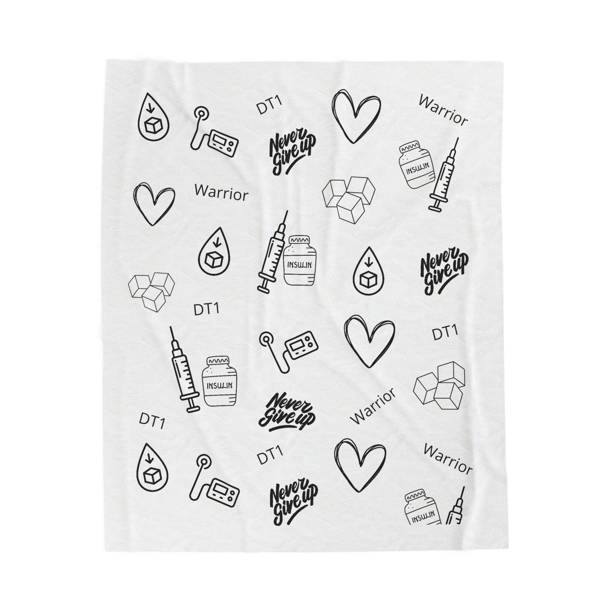 Inspirational Warrior - Velveteen Plush Blanket The Diabuddies Store Blankets $32.52