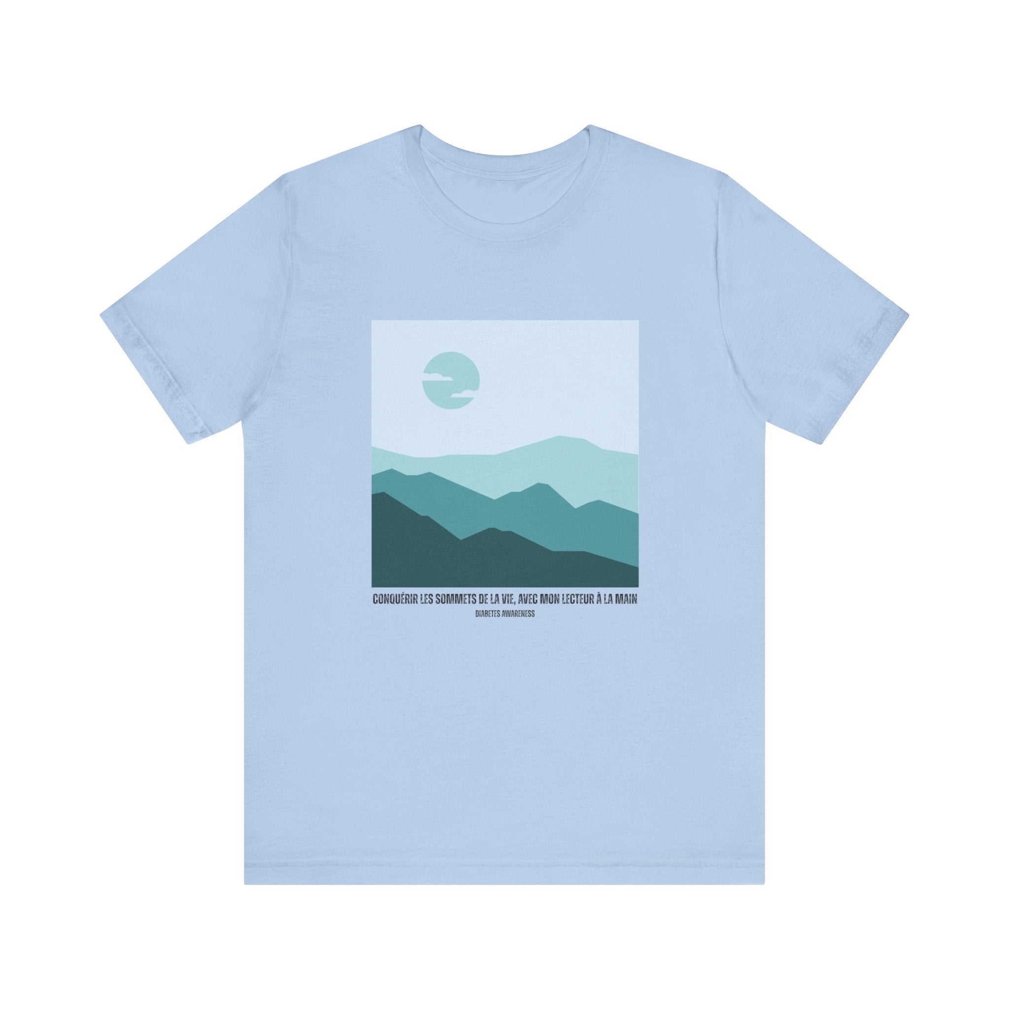 Summiting Life's Mountains Meter in Hand (French) Unisex Tee The Diabuddies Store T-Shirts $22.50