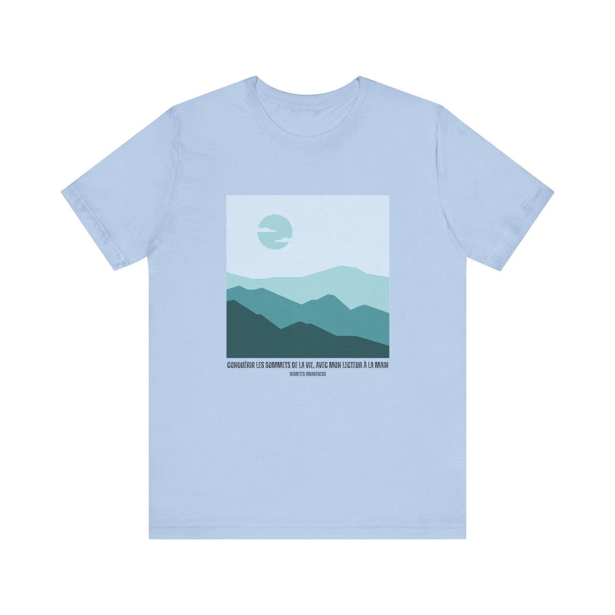 Summiting Life's Mountains Meter in Hand (French) Unisex Tee The Diabuddies Store T-Shirts $22.50