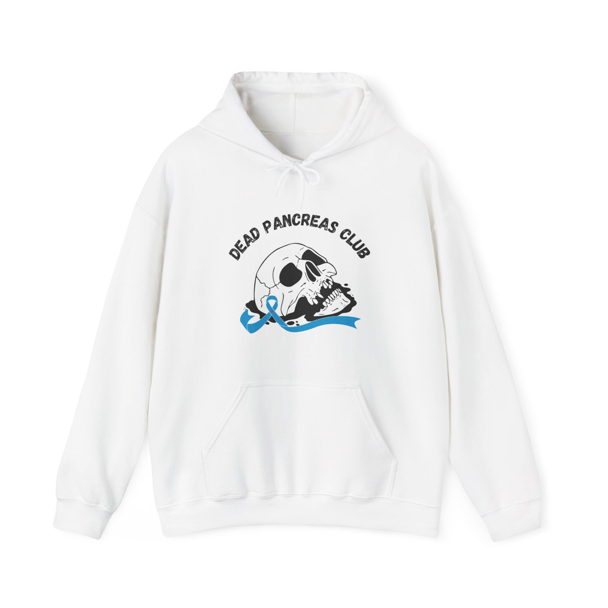 The Diabuddies Store Skull & Blue Ribbon, Dead Pancreas Club - Unisex Hoodie Skull & Blue Ribbon, Dead Pancreas Club - Unisex Hoodie: Show strength & support! Unique design for bold diabetes awareness. Hoodie Hoodies $32.41