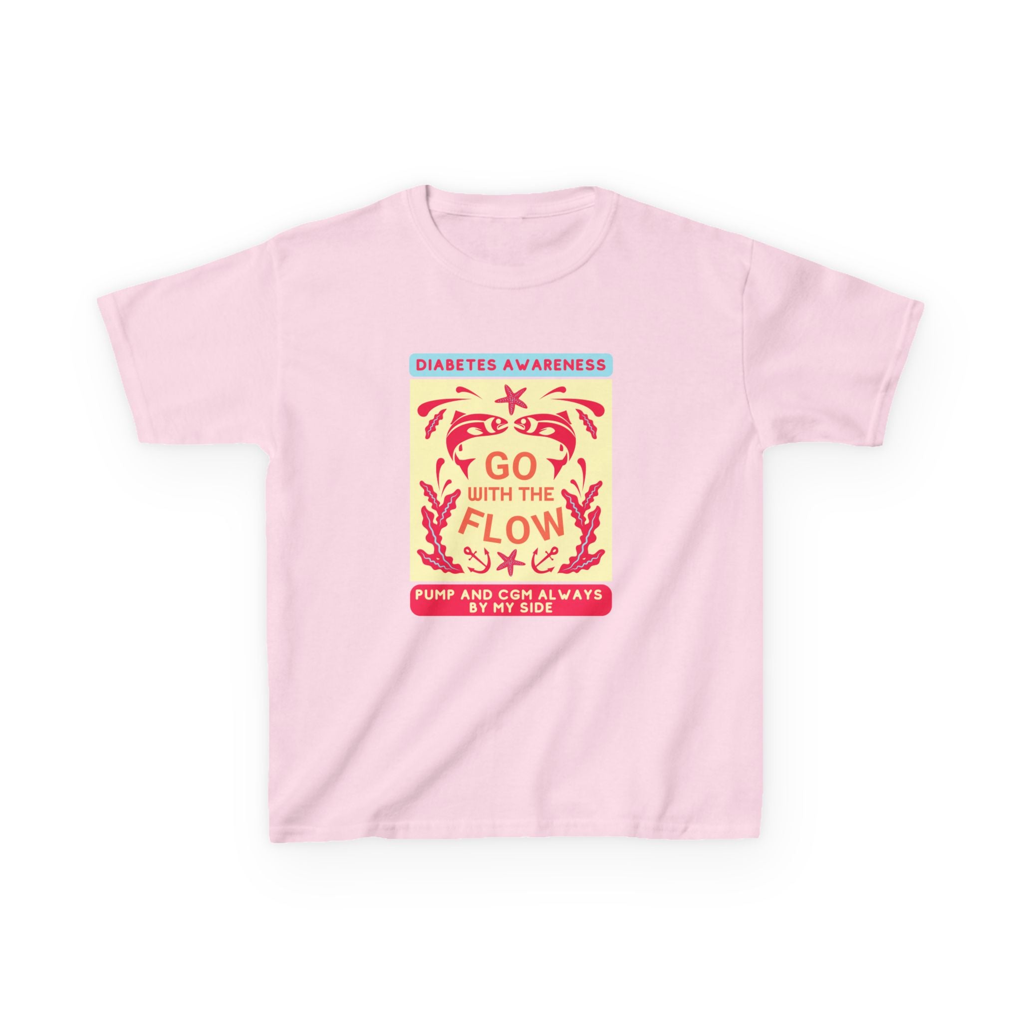 The Diabuddies Store Go with the Flow - Kids Tee Go with the Flow - Kids Tee: Embrace your journey with confidence in our vibrant "Go with the Flow" kids Tee. Engineered for those who live with a pump and CGM, this tank ensures your devices are always wit
