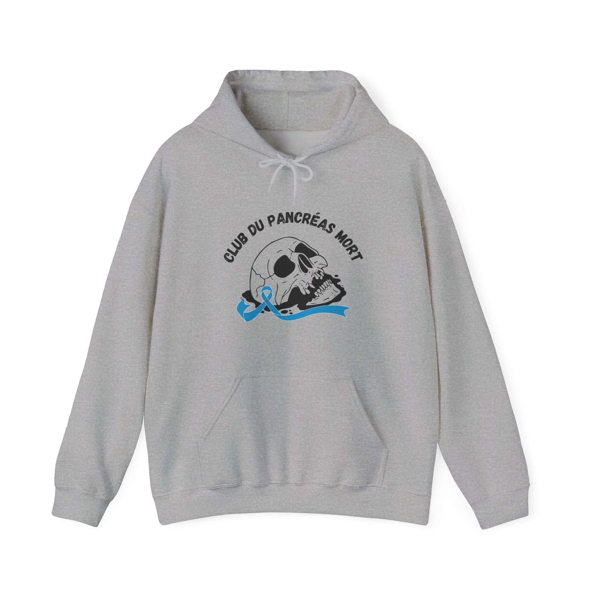 Skull & Blue Ribbon Dead Pancreas Club (French) Hoodie The Diabuddies Store Hoodies $32.41