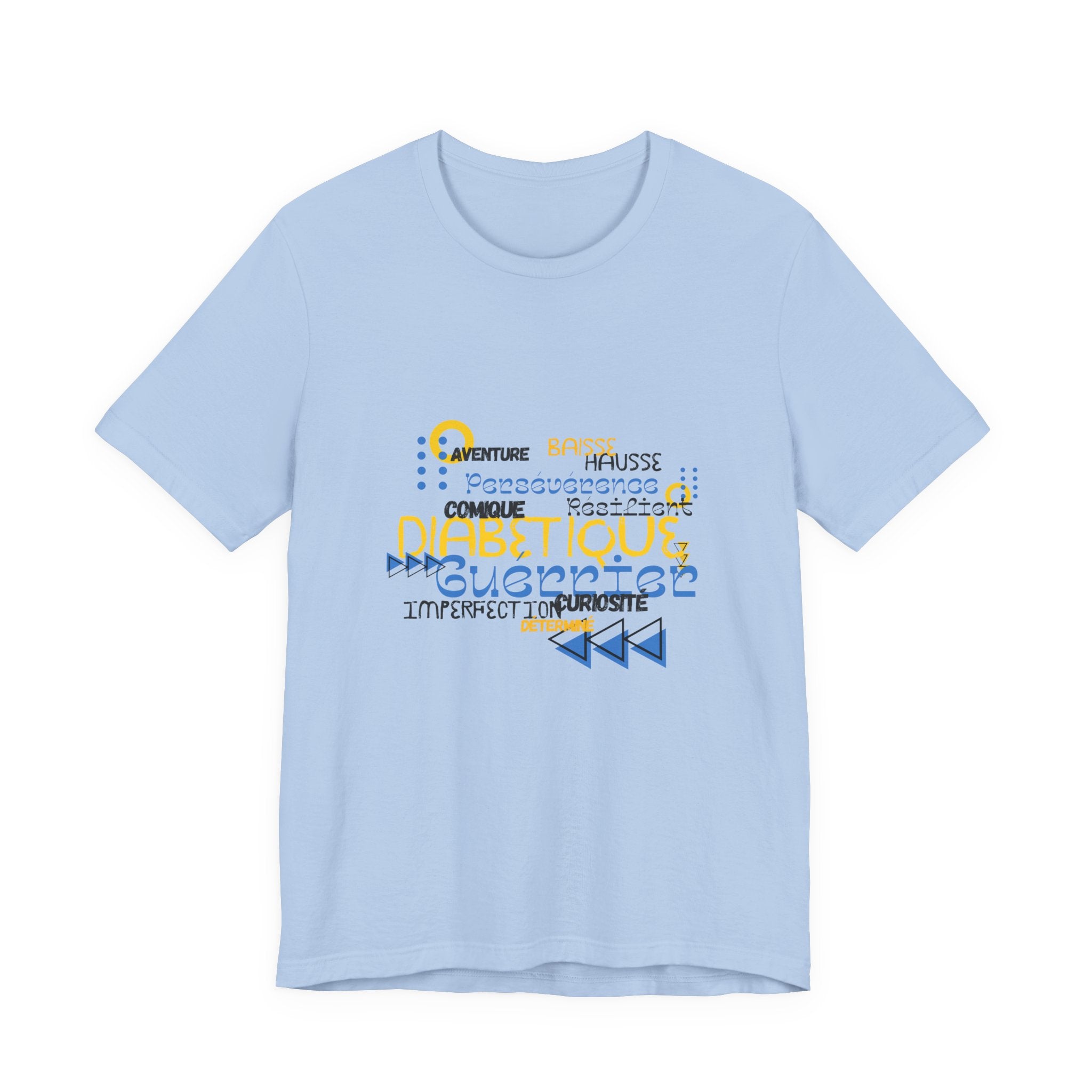 The Diabuddies Store Uplifted & Unleashed (French) - Unisex Tee Uplifted & Unleashed (French) - Unisex Tee: Embrace your strength, defy the odds. This tee is more than just a shirt; it's a vibrant testament to the diabetic warrior within. T-Shirts $22.50