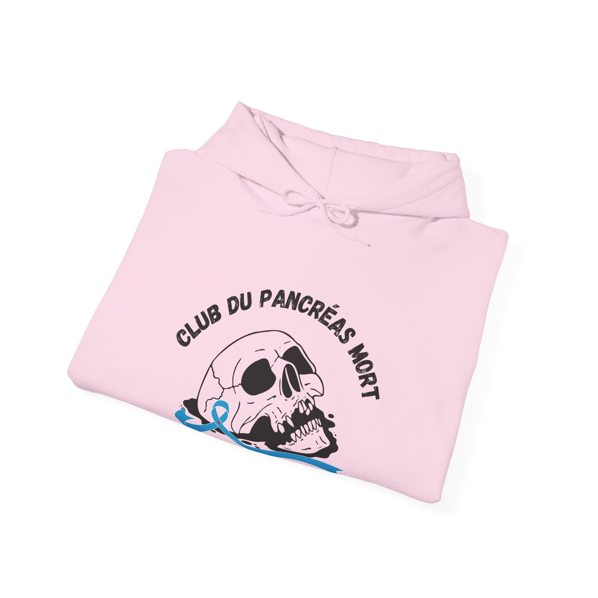 Skull & Blue Ribbon Dead Pancreas Club (French) Hoodie The Diabuddies Store Hoodies $32.41