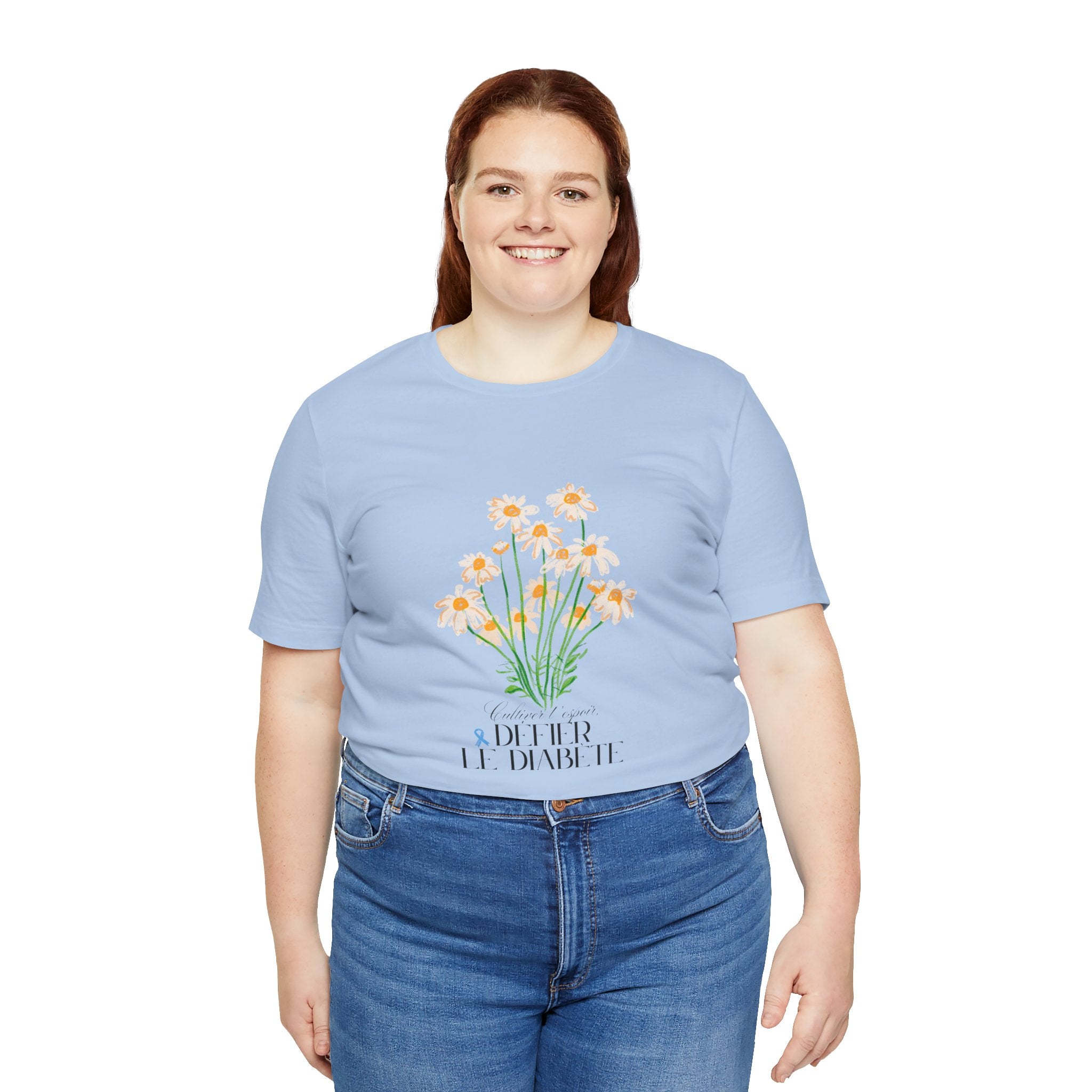 The Diabuddies Store Cultivating Hope, Defying Diabetes (French) - Unisex Tee Cultivating Hope, Defying Diabetes (French) - Unisex Tee: Wear your message of strength! Our "Cultivé l'espoir, Défié le diabète" Unisex Tee is more than just a comfortable shir