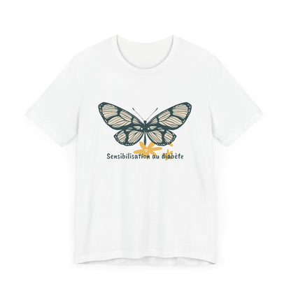 Green Butterfly & Flowers (French) Unisex Tee The Diabuddies Store T-Shirts $22.38