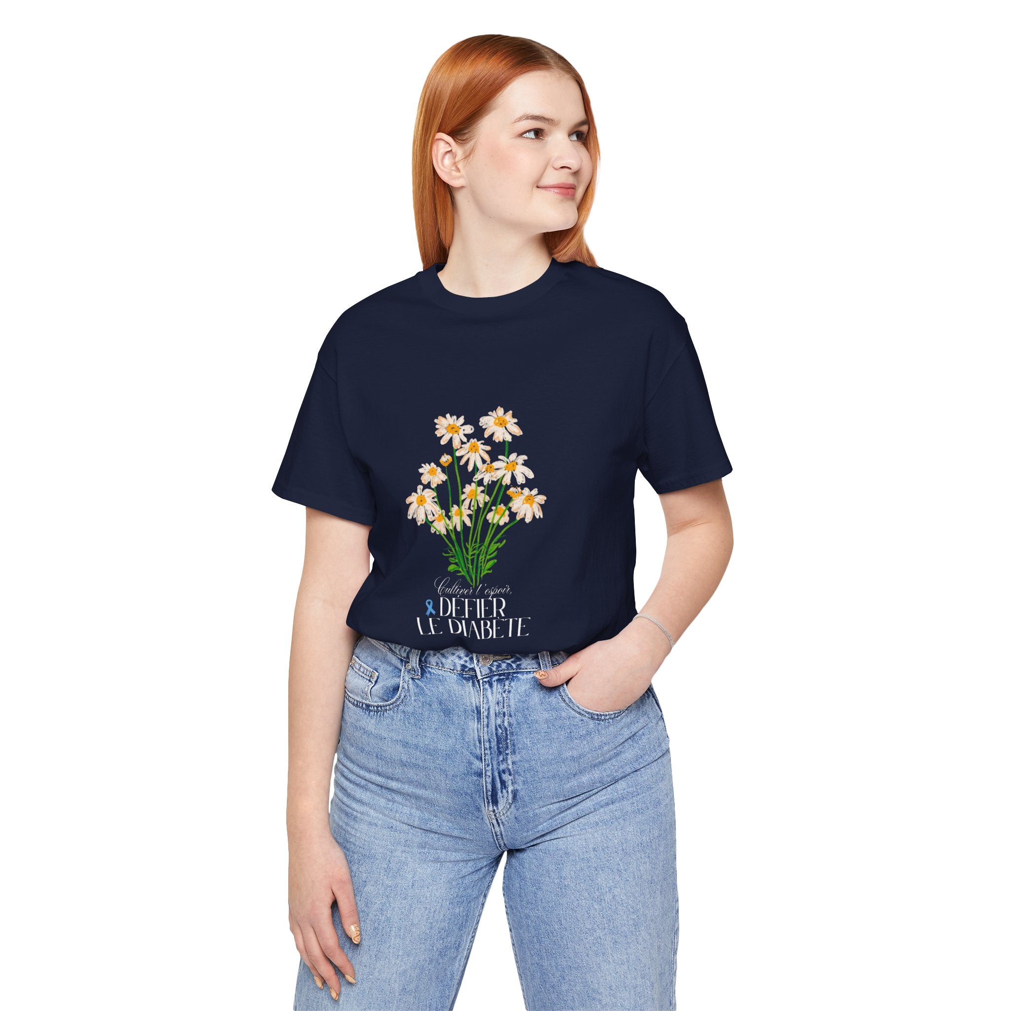 The Diabuddies Store Cultivating Hope, Defying Diabetes (French) - Unisex Tee Cultivating Hope, Defying Diabetes (French) - Unisex Tee: Wear your message of strength! Our "Cultivé l'espoir, Défié le diabète" Unisex Tee is more than just a comfortable shir