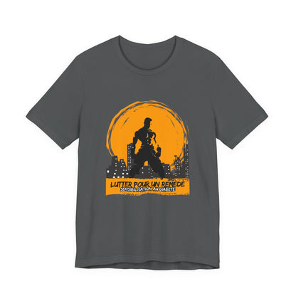 The Diabuddies Store Fighting for a Cure (French) - Unisex Tee Fighting for a Cure (French) - Unisex Tee: Make a statement that matters with this French Unisex Tee. This comfortable and versatile shirt is a powerful way to raise awareness and spark conver