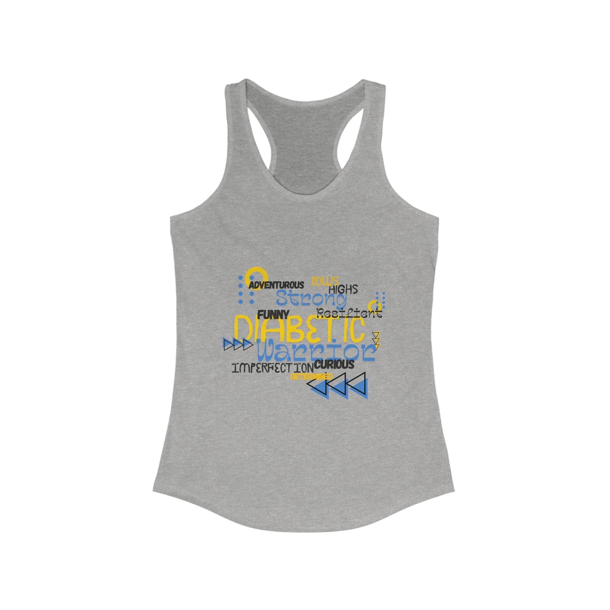 The Diabuddies Store Uplifted & Unleashed - Racerback Tank Uplifted & Unleashed - Racerback Tank: Embrace your strength, defy the odds. The "Uplifted & Unleashed" tank is more than just a tank; it's a vibrant testament to the diabetic warrior within. Tank