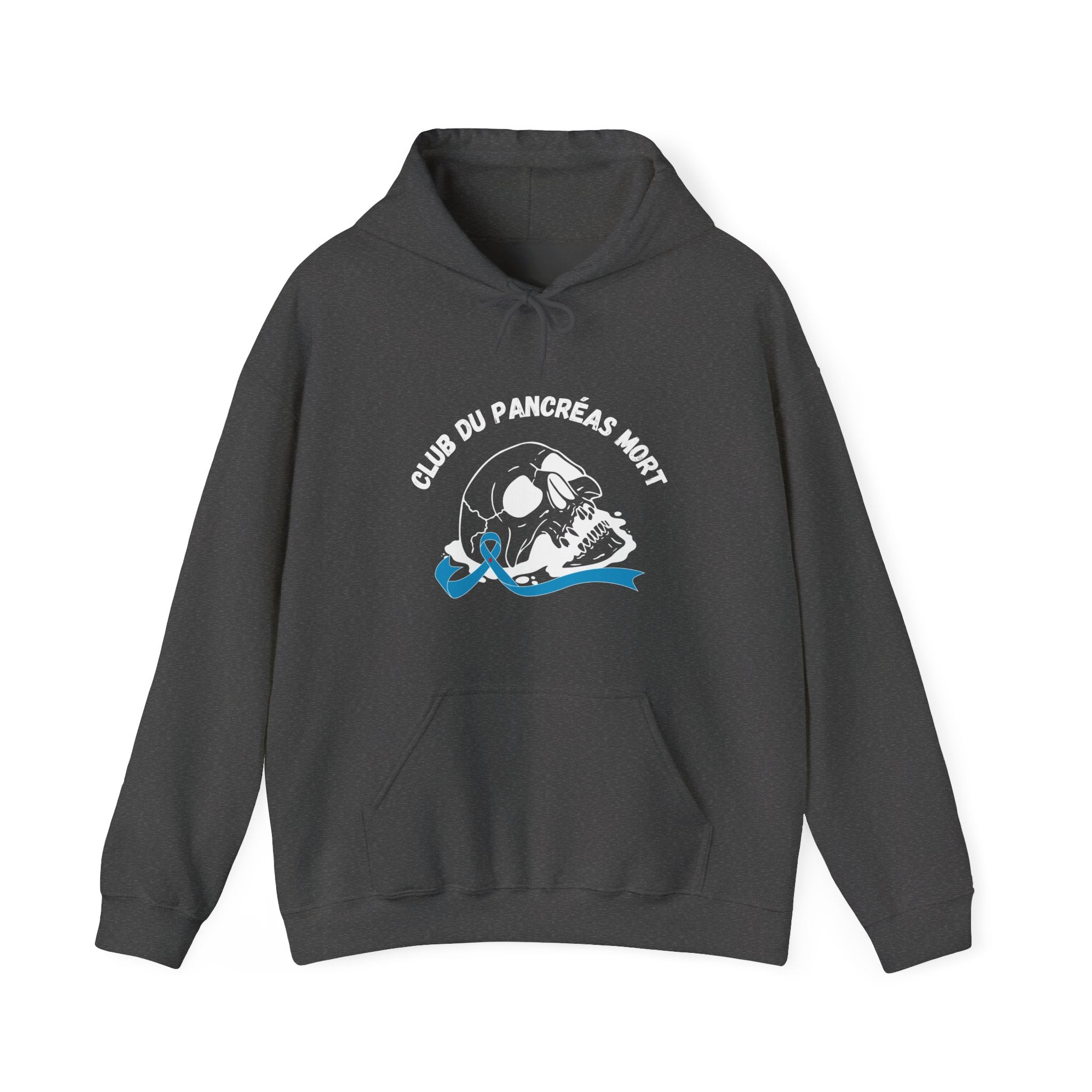 Skull & Blue Ribbon Dead Pancreas Club (French) Hoodie The Diabuddies Store Hoodies $32.41