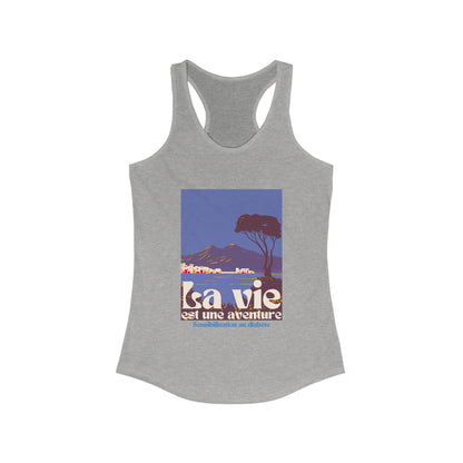 The Diabuddies Store Life is an Adventure, Ocean View (French) - Racerback Tank Life is an Adventure, Ocean View (French) - Racerback Tank: Embrace the call of the wild with our "La vie est une aventure" Tank. This Tank is for anyone who finds their soul