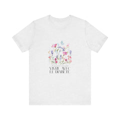 The Diabuddies Store Blossoming Strong, Living with Diabetes. (French) Unisex Tee Blossoming Strong, Living with Diabetes. (French) Unisex Tee: Wear your strength proudly! Our "S'épanouir avec force, vivre avec le diabète." Unisex Tee is a beautiful remin