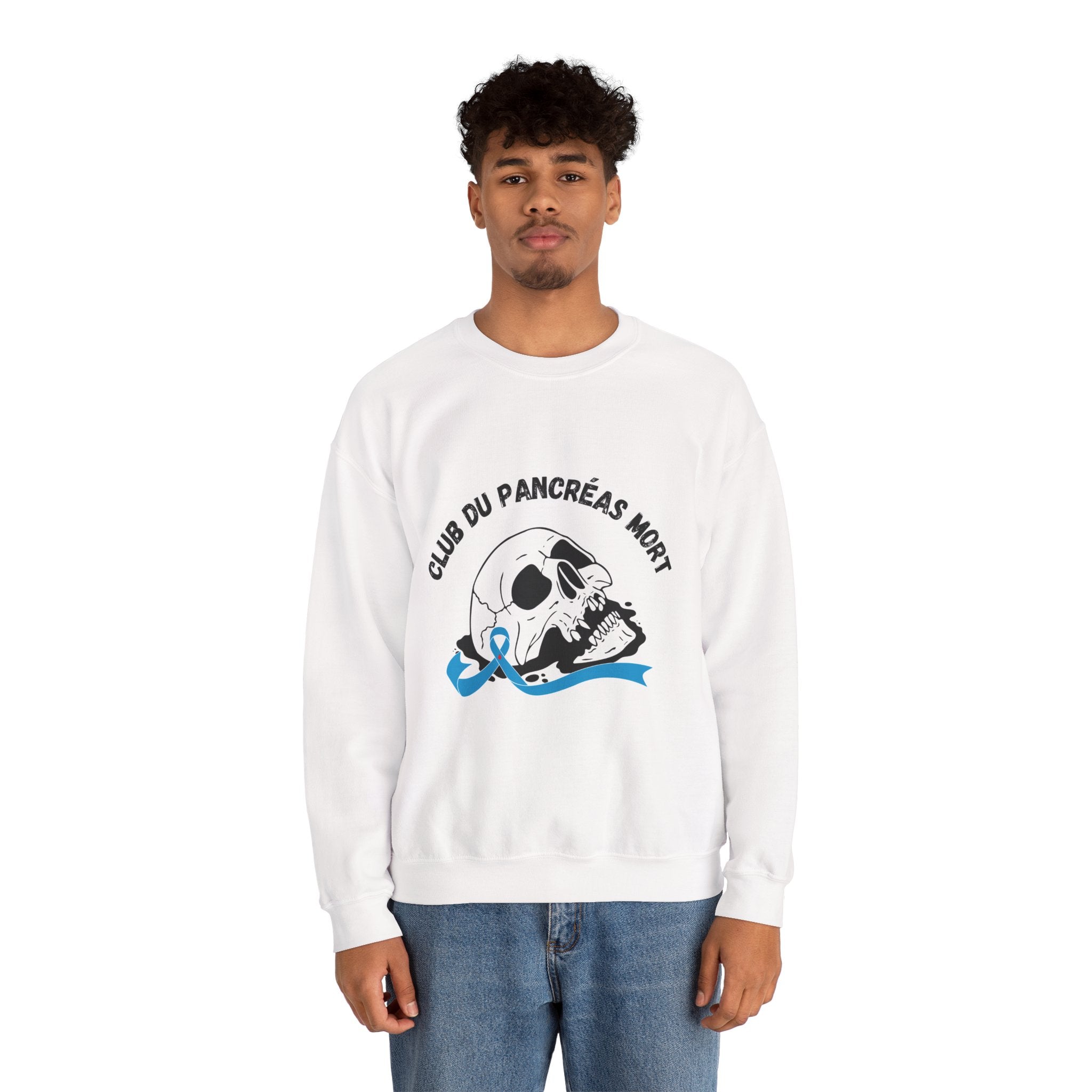 Skull & Blue Ribbon, Dead Pancreas Club (French) Sweatshirt The Diabuddies Store Sweatshirts $35.70