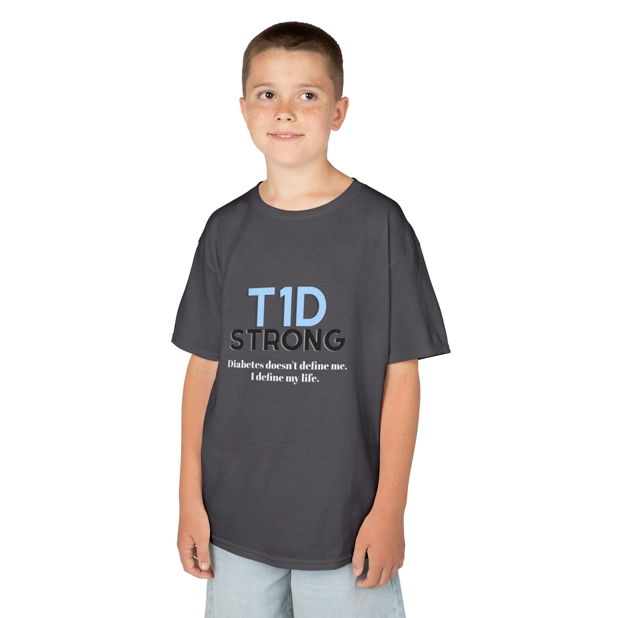 The Diabuddies Store T1D Strong (Diabetes) - Kids Tee T1D Strong (Diabetes) - Kids Tee: Wear your strength. This T1D Strong tee sends a powerful message: "Diabetes doesn't define me. I define my life." It's more than a shirt; it's a statement of resilienc