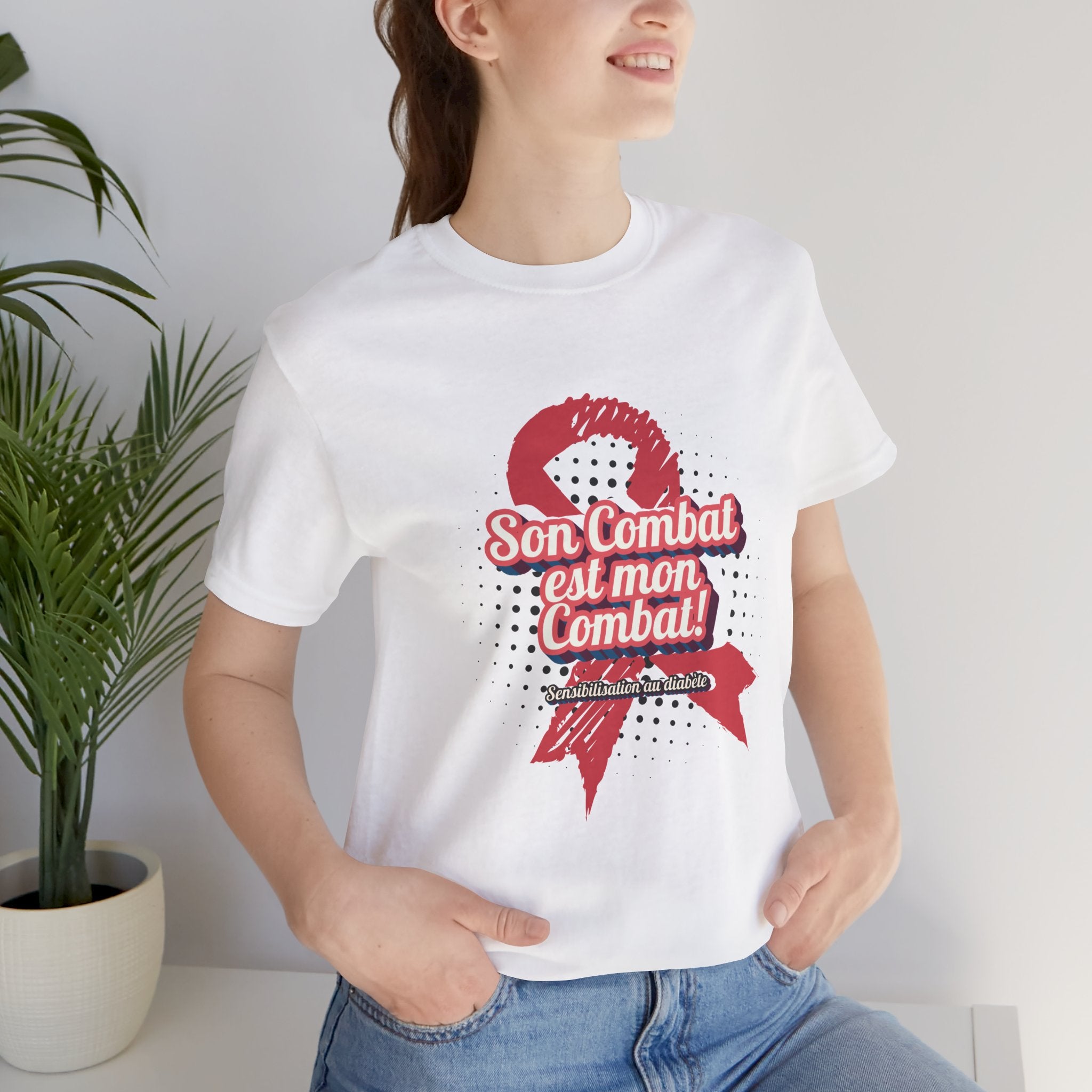 Her Fight is my Fight! (French in Pink) - Unisex Tee The Diabuddies Store T-Shirts $30.27