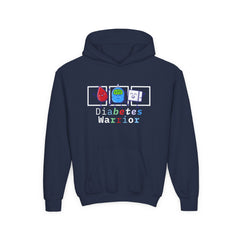 The Diabuddies Store Diabetes Warrior (with icons) - Youth Hoodie Diabetes Warrior (with icons) - Youth Hoodie: Empower your young champion with our "Diabetes Warrior" Youth Hoodie! This super-comfy hoodie proudly displays the spirit of a true warrior, fe