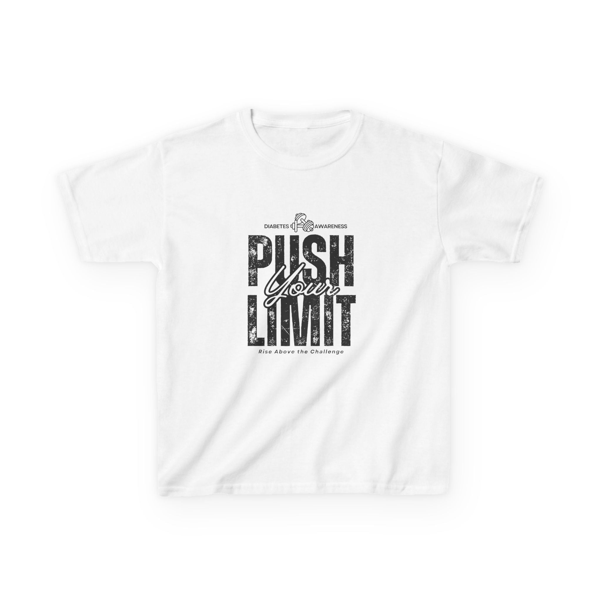 The Diabuddies Store Push Your Limit! (Diabetes) - kids Tee Push Your Limit! (Diabetes) - kids Tee: Ready to push your limit? This awesome "Push Your Limit!" tee is for super kids who love to try new things and grow stronger every day! It's a cool reminde