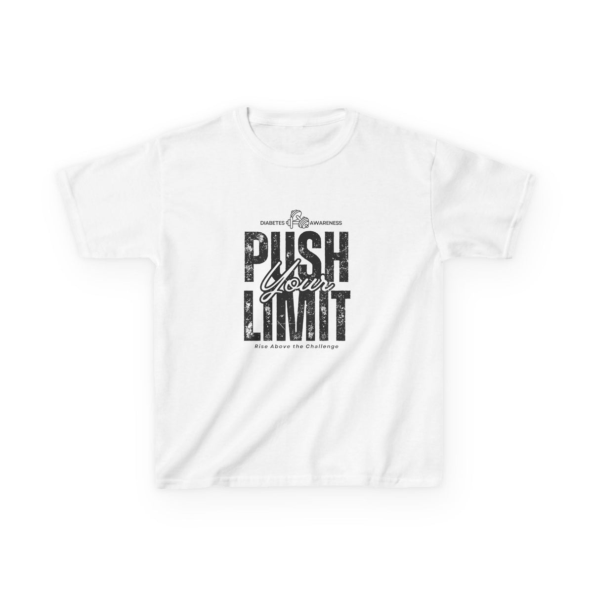The Diabuddies Store Push Your Limit! (Diabetes) - kids Tee Push Your Limit! (Diabetes) - kids Tee: Ready to push your limit? This awesome "Push Your Limit!" tee is for super kids who love to try new things and grow stronger every day! It's a cool reminde